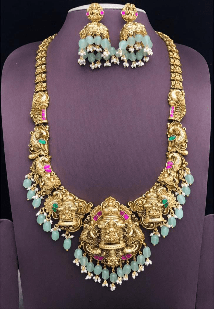 Nakshi work with Jaadu Kundan Stones Haram - Nakshatra Jewels