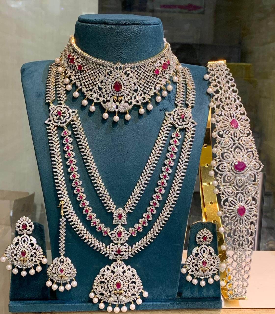 American Diamond Stones Bridal Set - Nakshatra Jewels