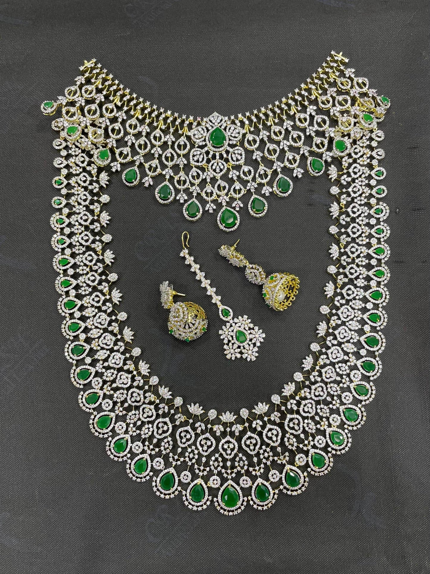 American Diamond Stones Bridal Combo Set - Nakshatra Jewels