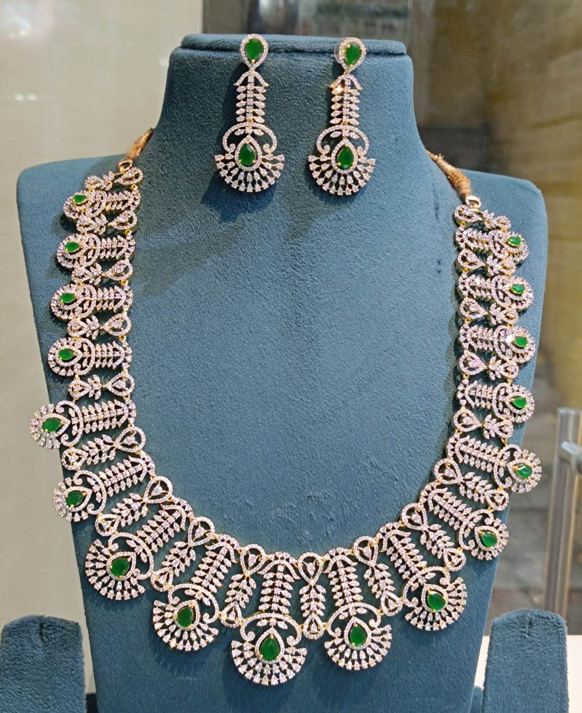 American Diamond Stones Bridal Haram - Nakshatra Jewels
