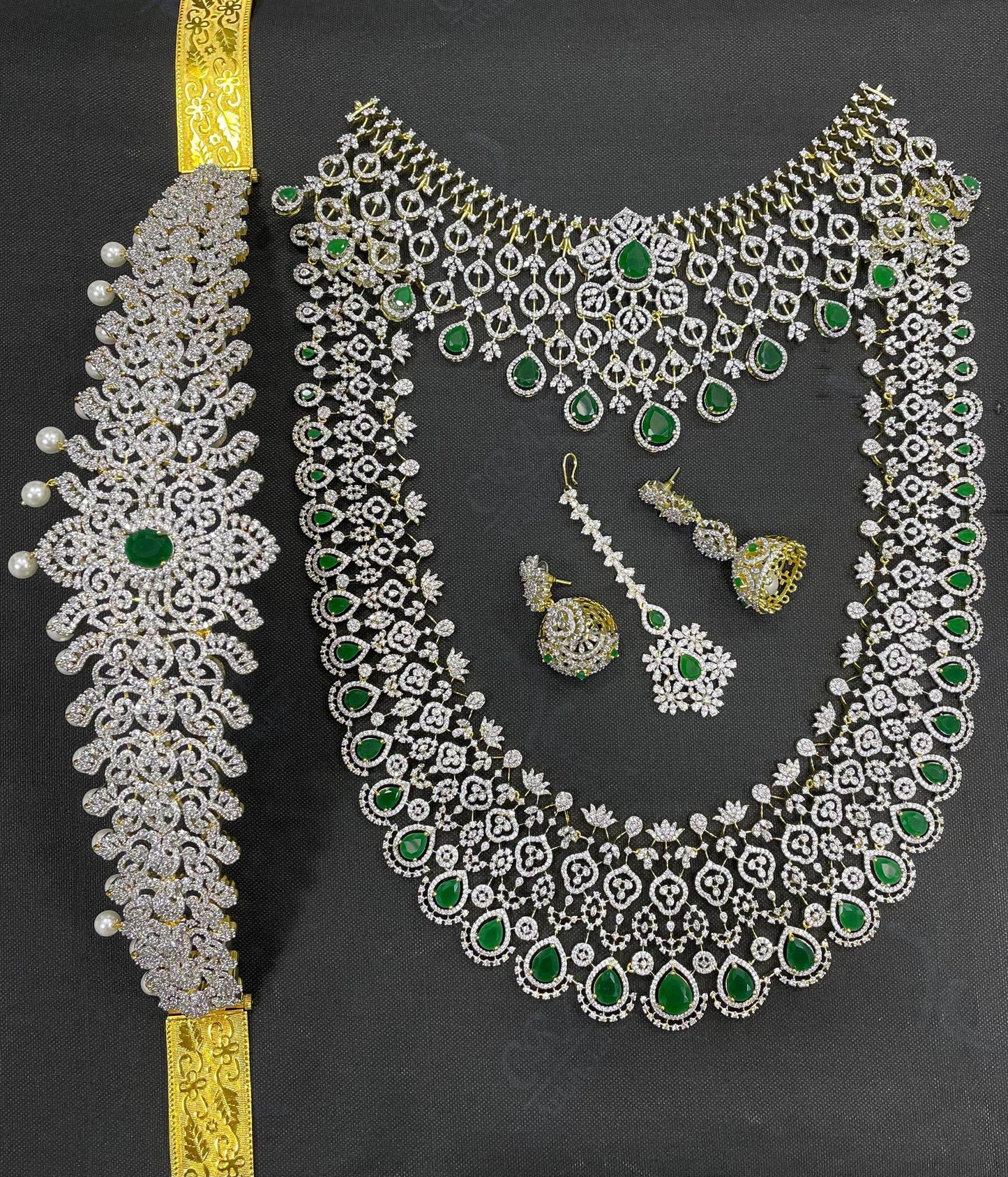 American Diamond Stones Bridal Combo Set - Nakshatra Jewels