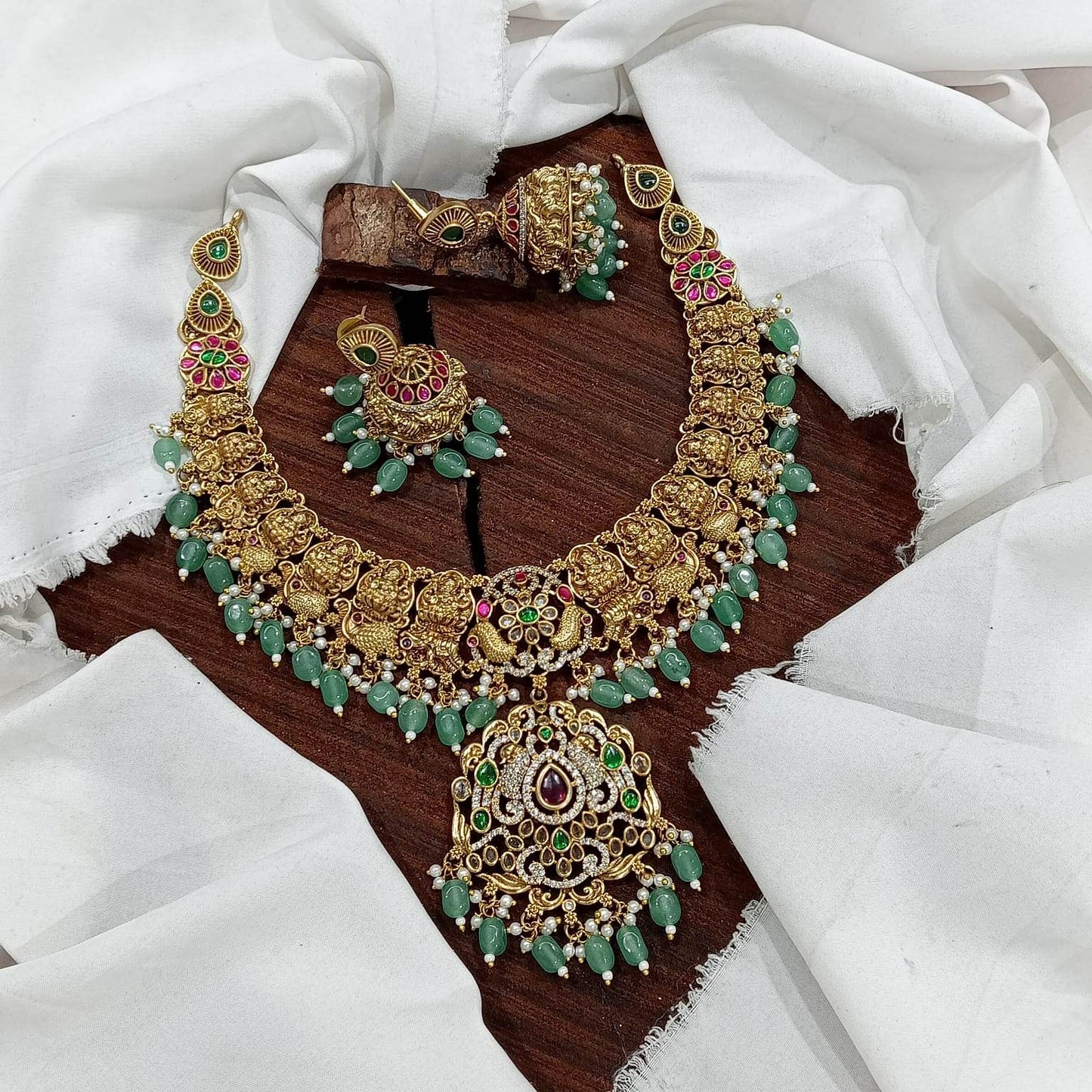Nakshi Work with AD and Kundan Stones Bridal Necklace - Nakshatra Jewels
