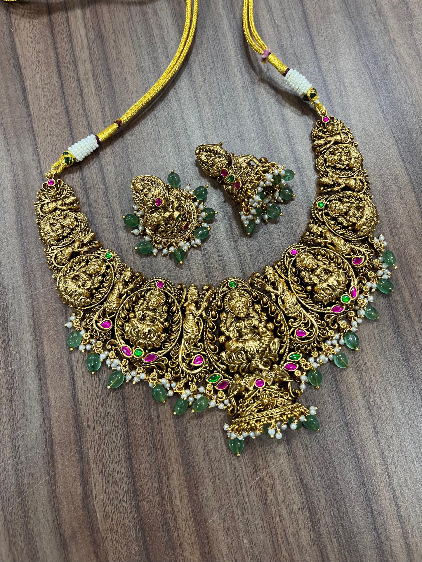 Nakshi work with Kundan Stones Bridal Necklace