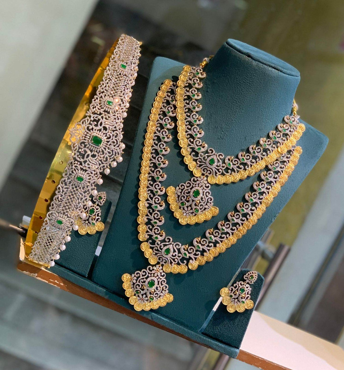 American Diamond Stones Bridal Combo Set - Nakshatra Jewels