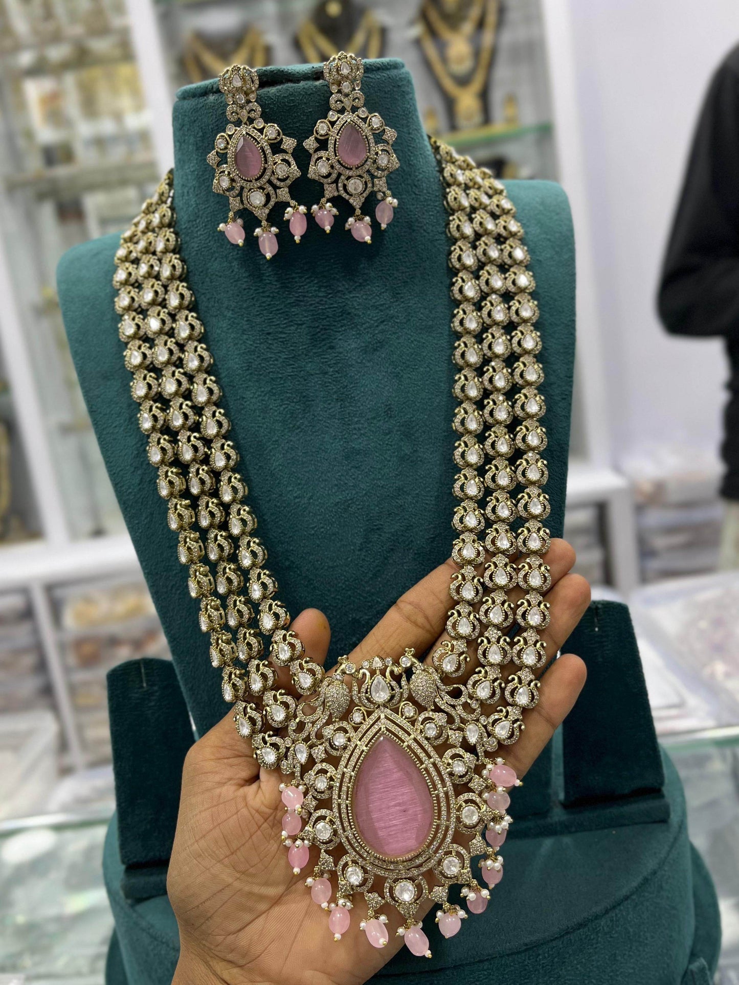 Moissanite Stones Bridal Haram (Designer Haram) - Nakshatra Jewels