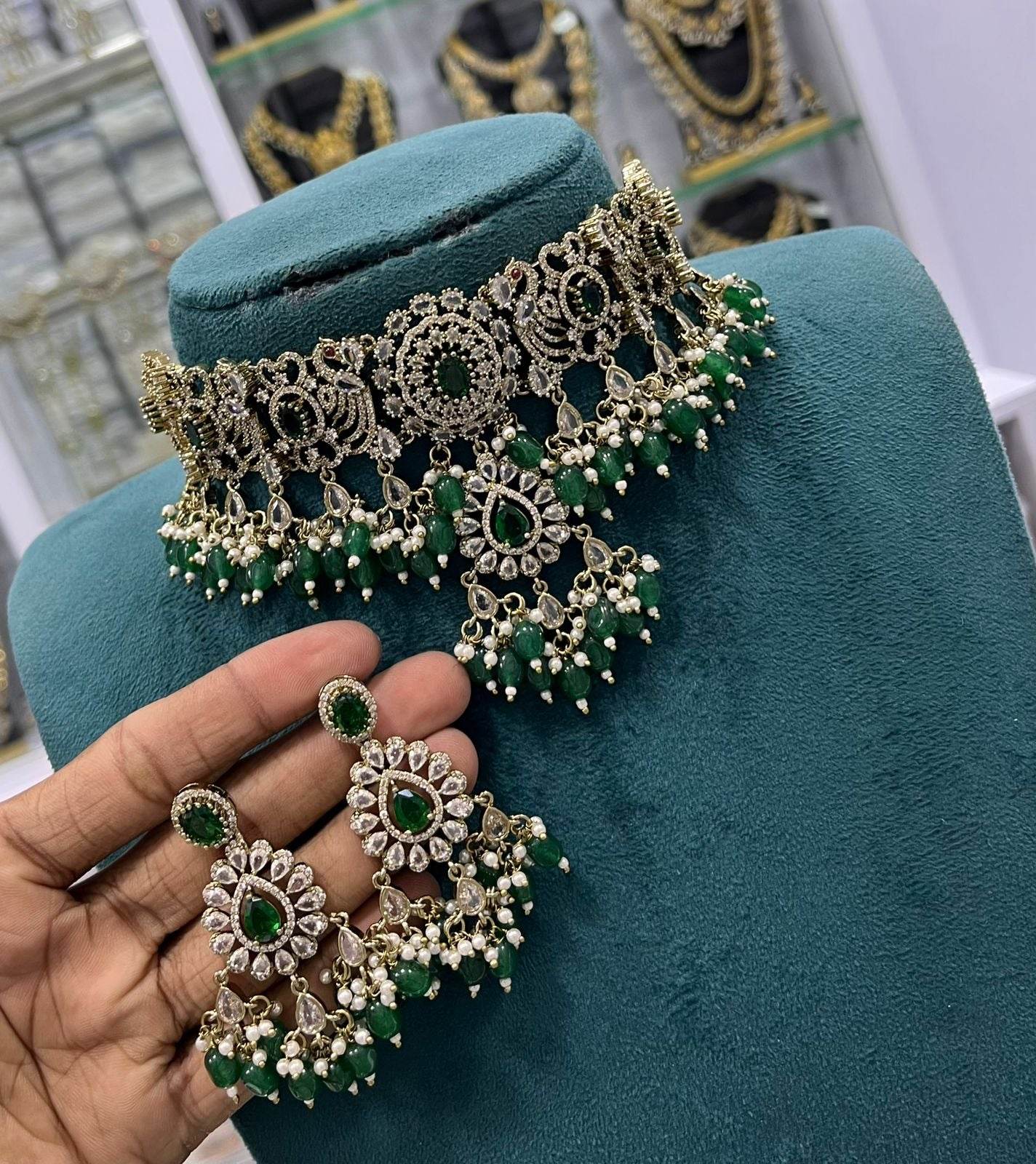 Victorian Polish AD Stones Choker - Nakshatra Jewels