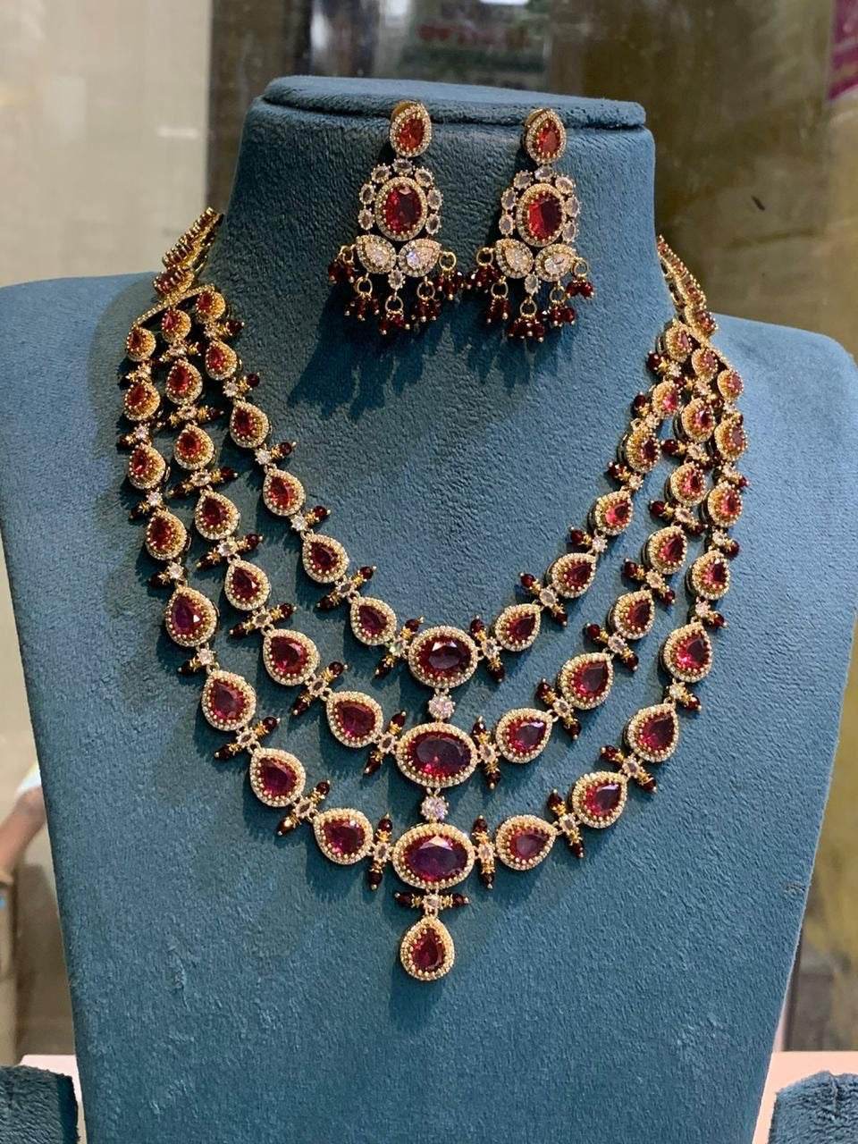 Victorian Polish with AD Stones Layer Necklace - Nakshatra Jewels