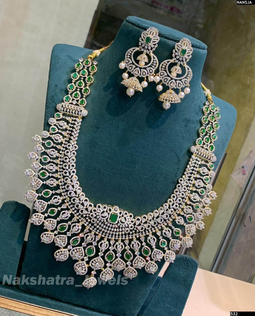 American Diamond Stones Bridal Haram - Nakshatra Jewels