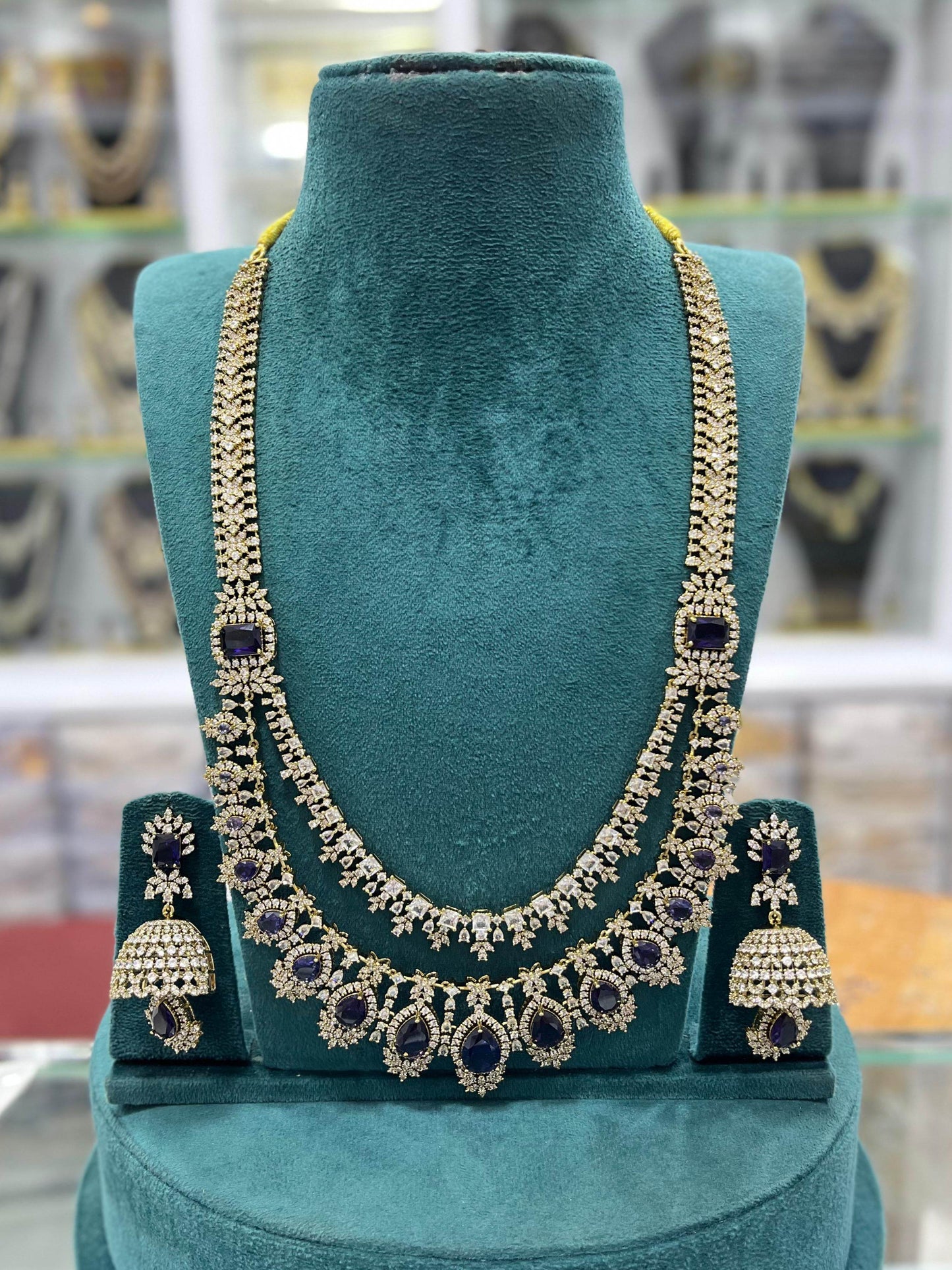 Victorian Polish with AD Stones Haram - Nakshatra Jewels