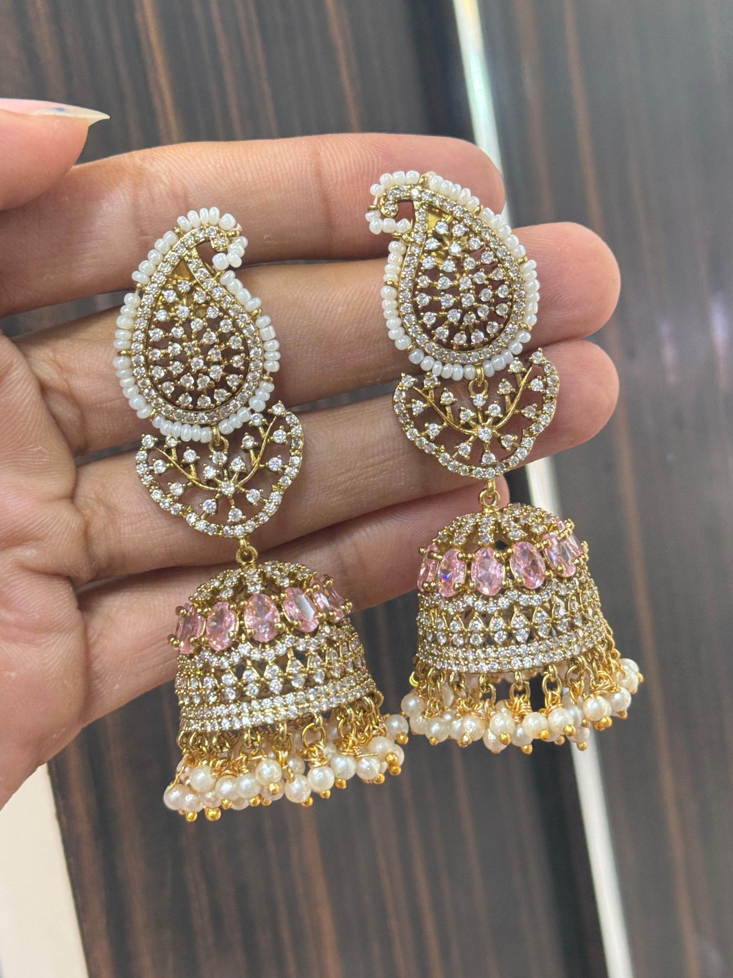 Victorian polish with AD Stones Earrings