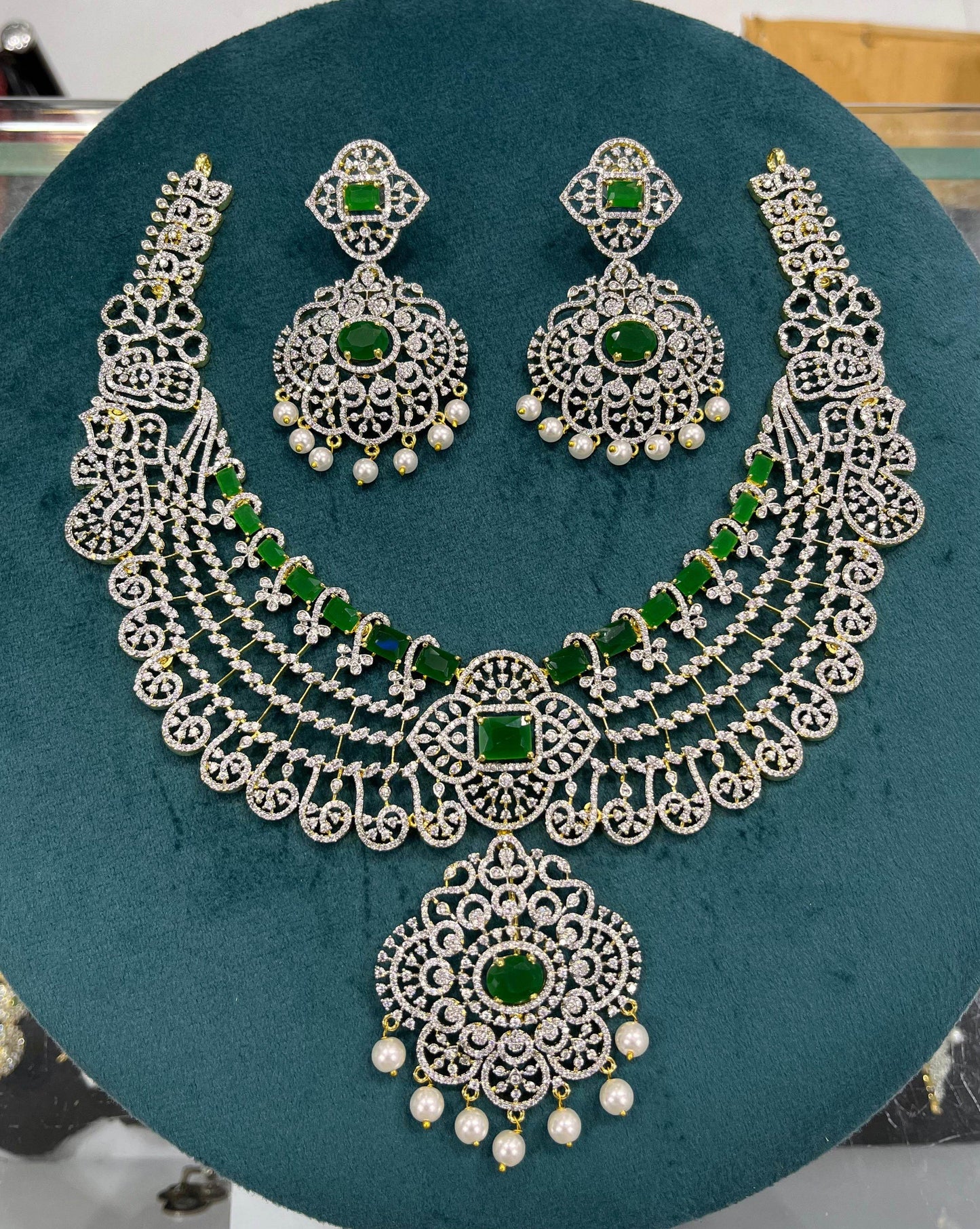 American Diamond Stones Bridal Necklace - Nakshatra Jewels