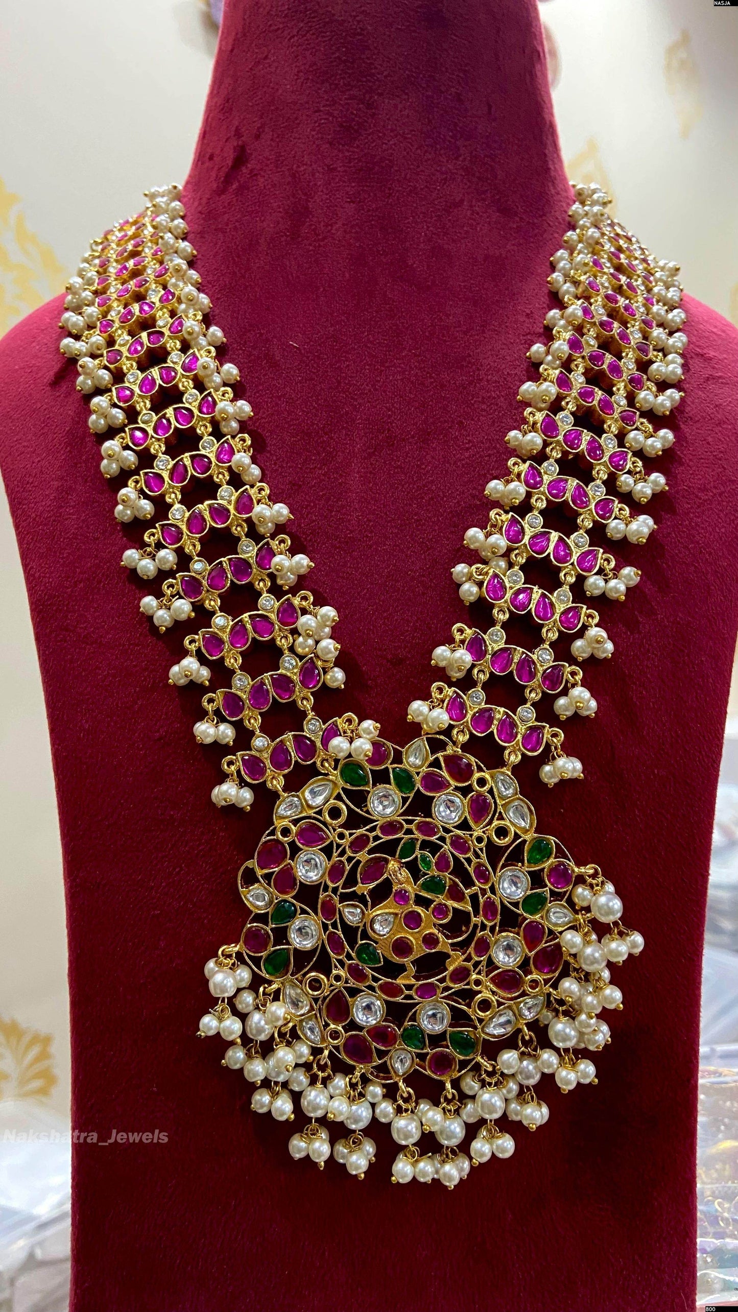 Jadau Kundan Stones Bridal Haram - Nakshatra Jewels