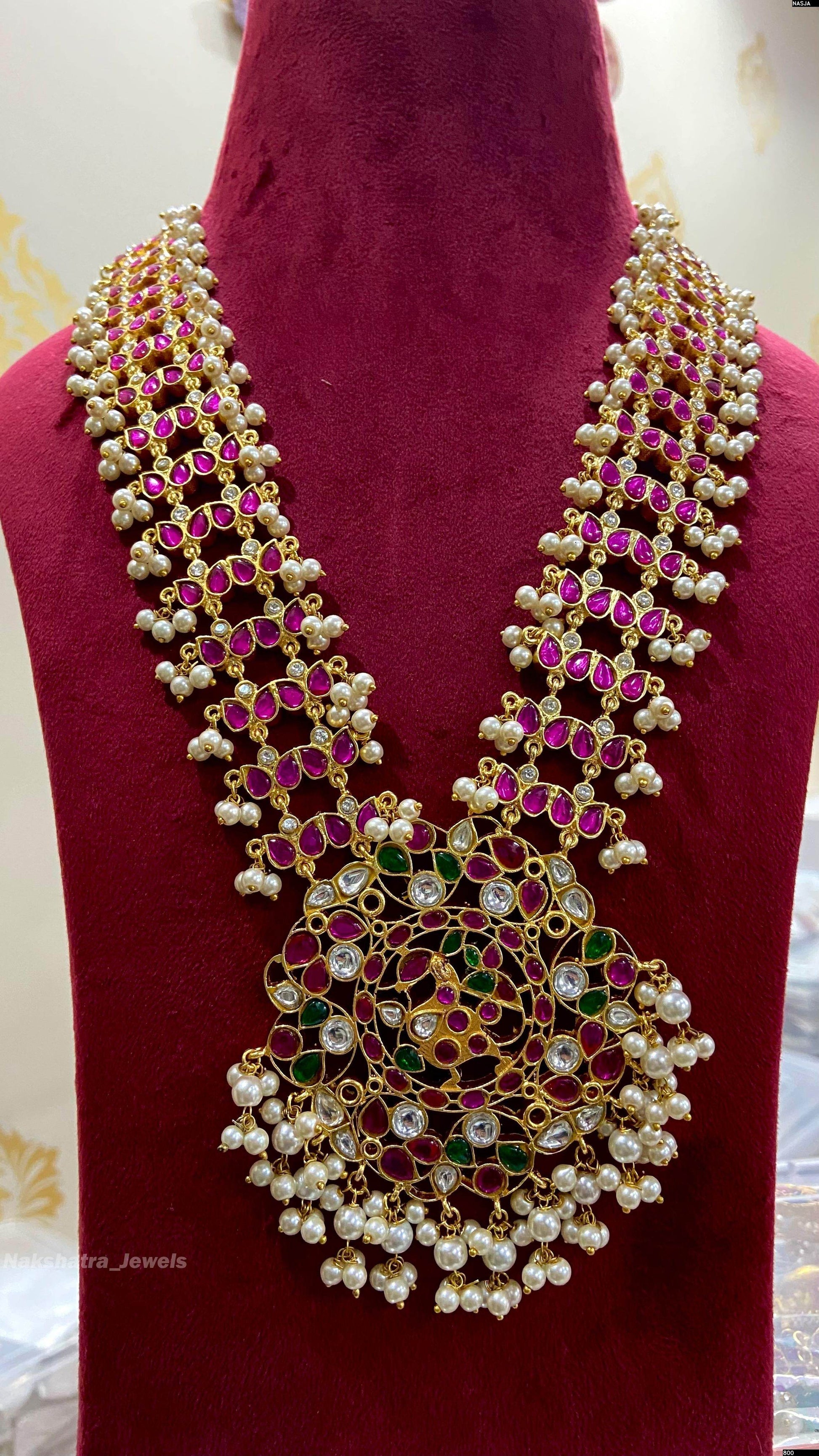 Jadau Kundan Stones Bridal Haram - Nakshatra Jewels