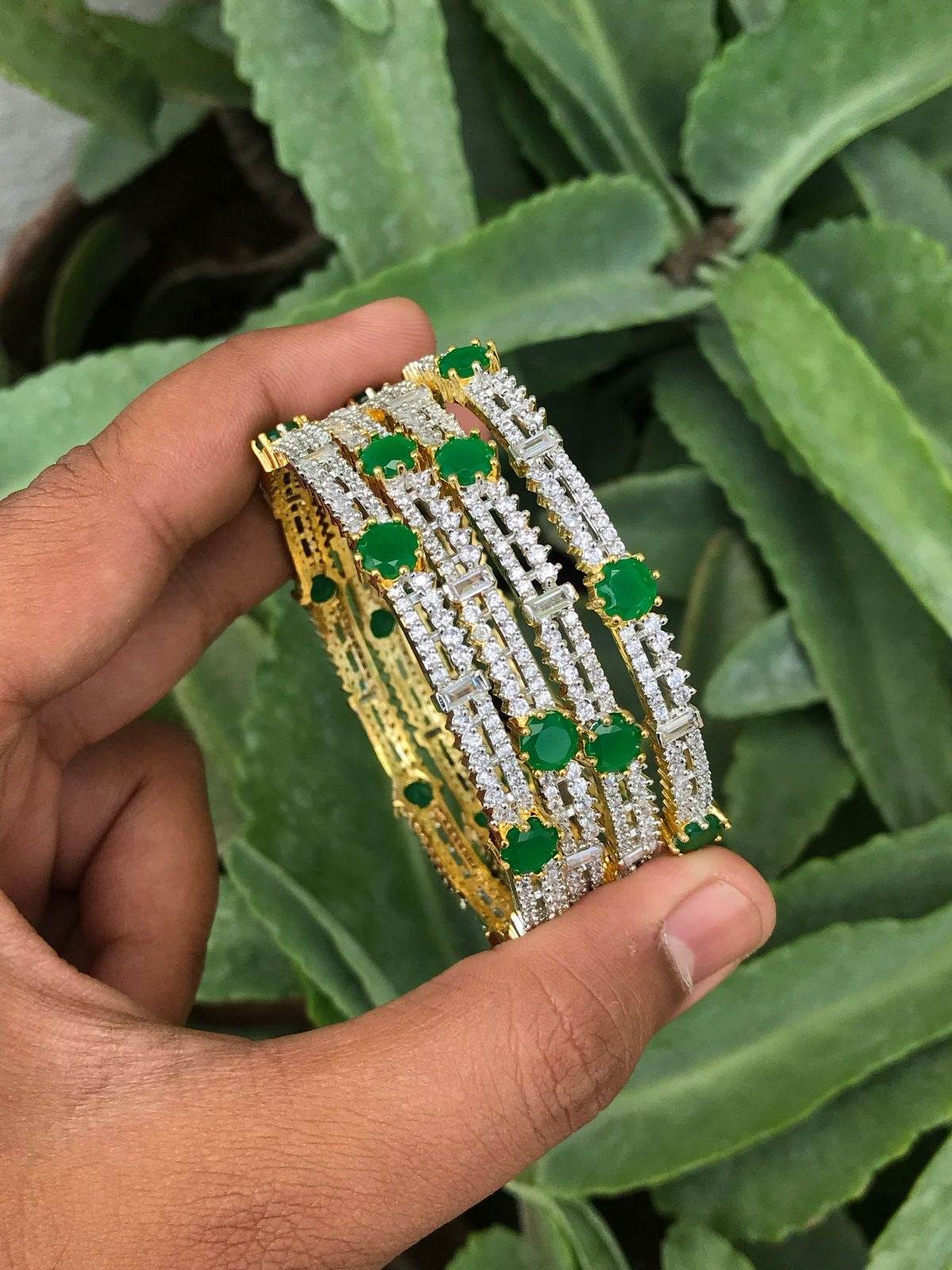 AD Stone Bangles - Nakshatra Jewels