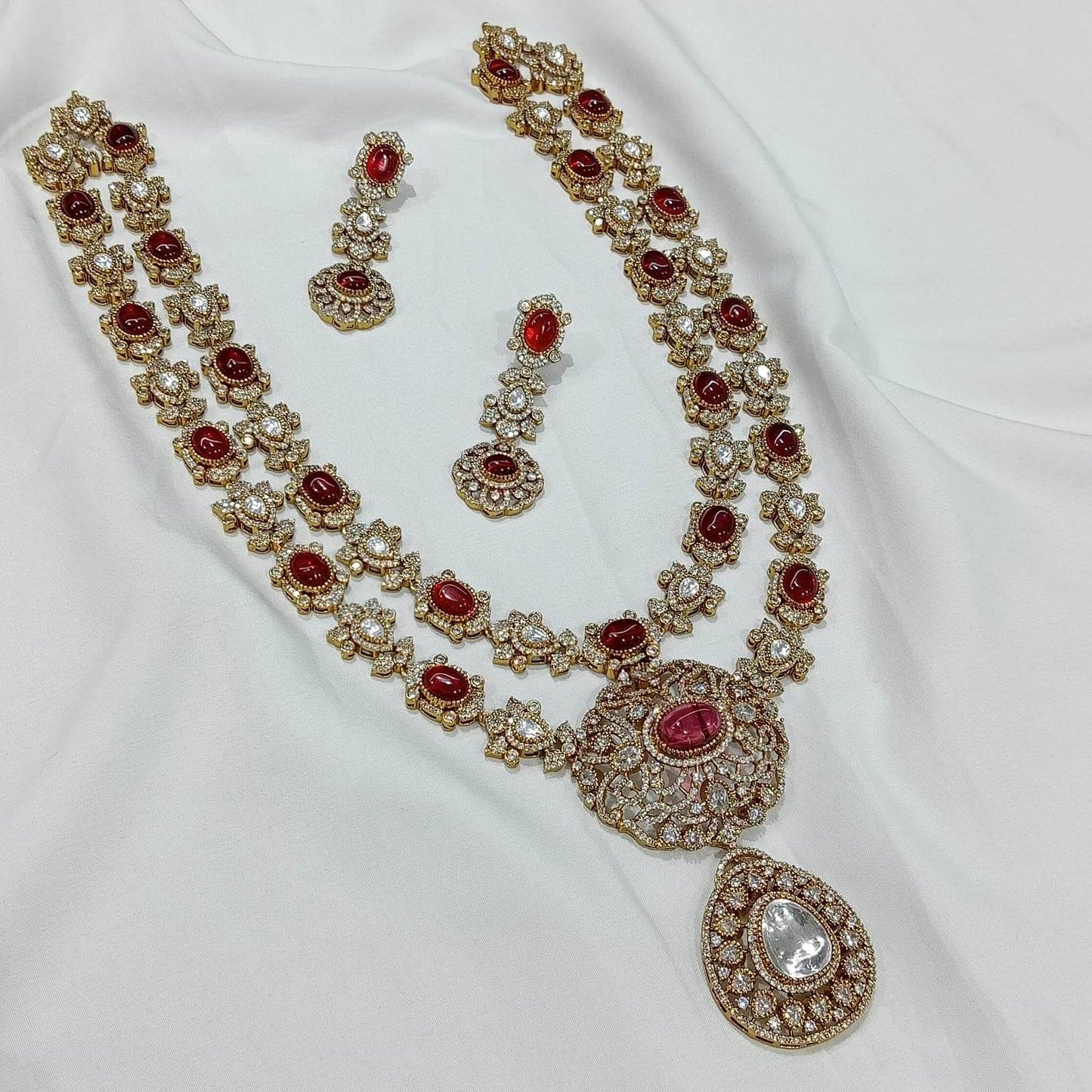 Victorian Polish with Moissanite & AD Stones Bridal Haram - Nakshatra Jewels