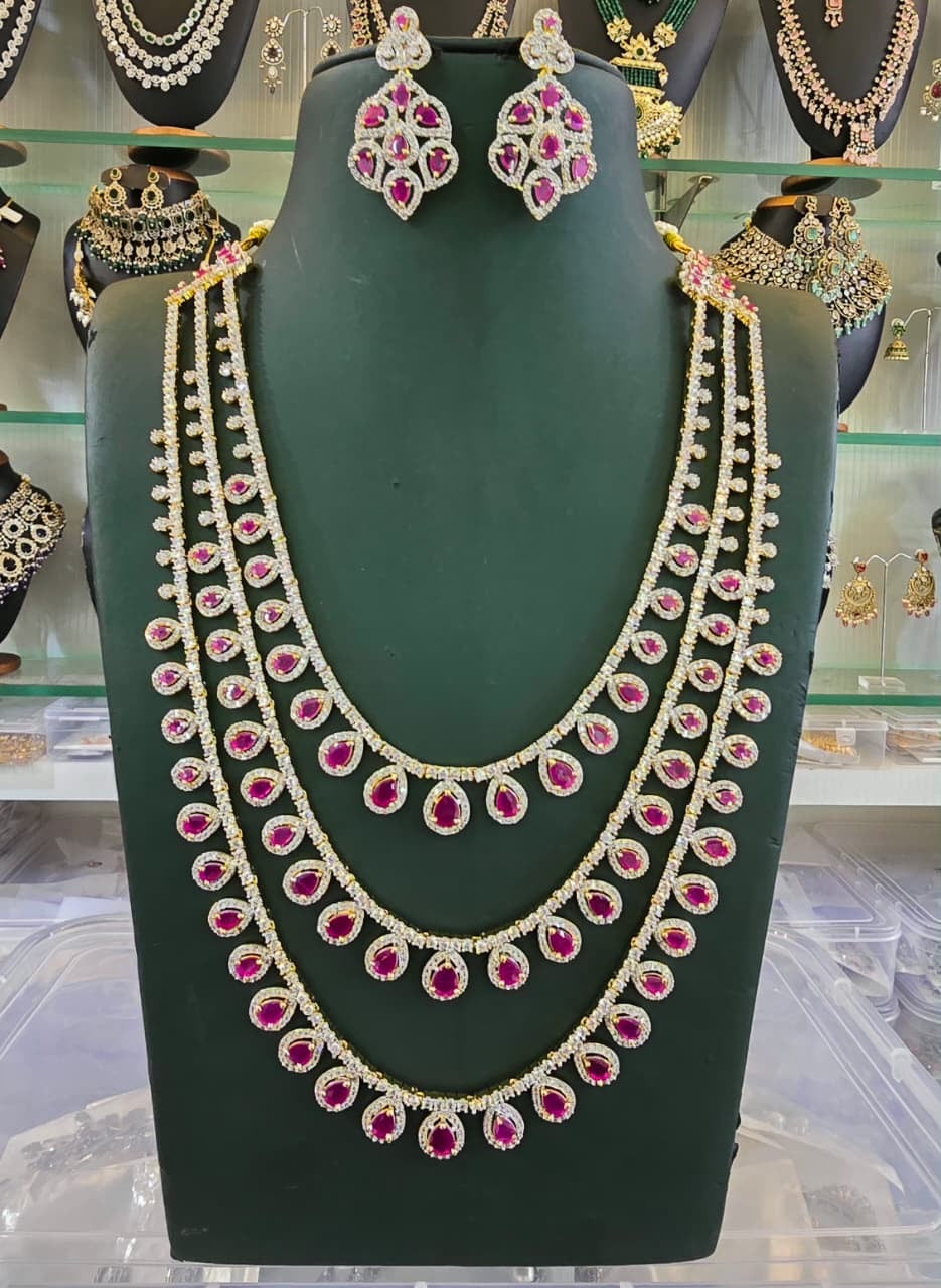 American Diamond Stones Bridal Layer Haram