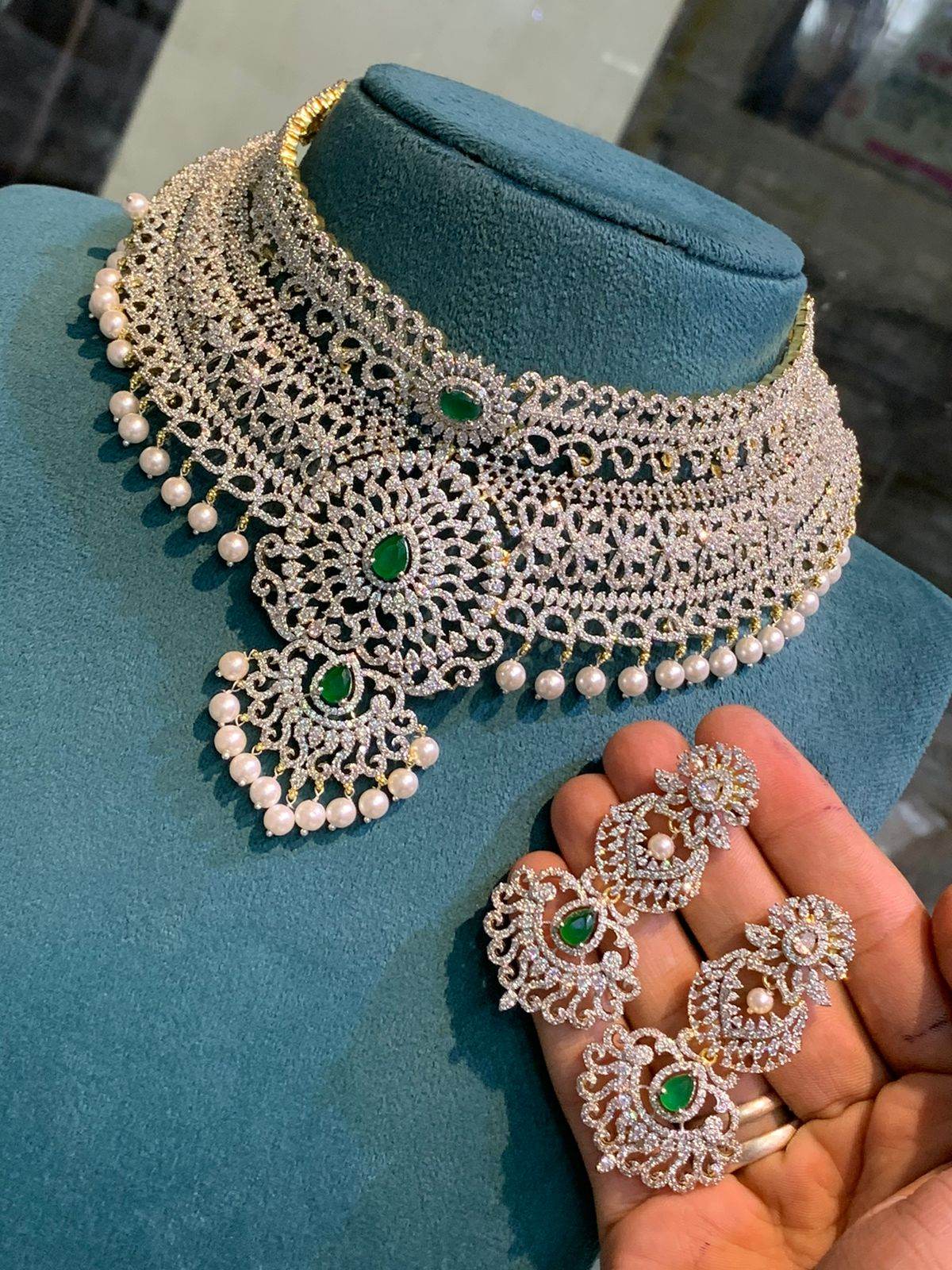 American Diamond Stones Bridal Choker - Nakshatra Jewels