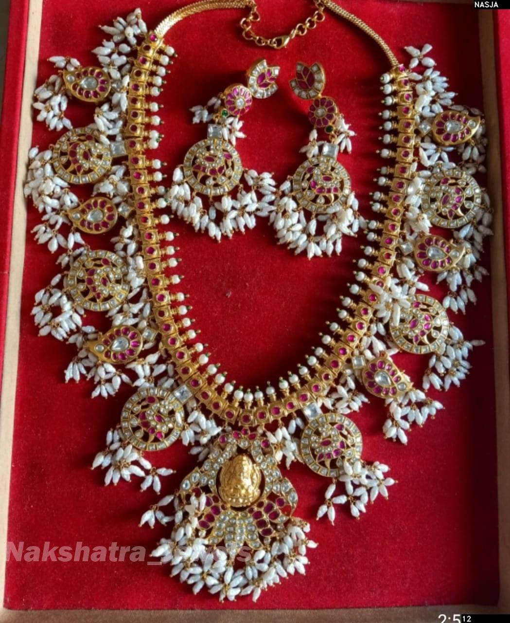 Jaadu Kundan Stones with Rice pearls Bridal Haram - Nakshatra Jewels