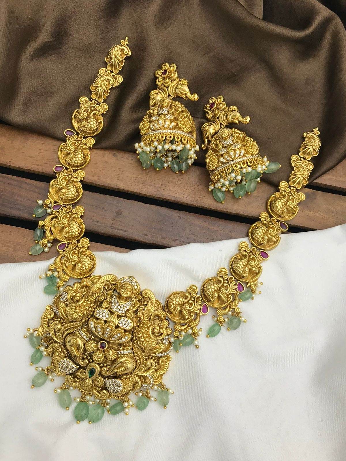 Nakshi Work with AD Stones Bridal Necklace - Nakshatra Jewels