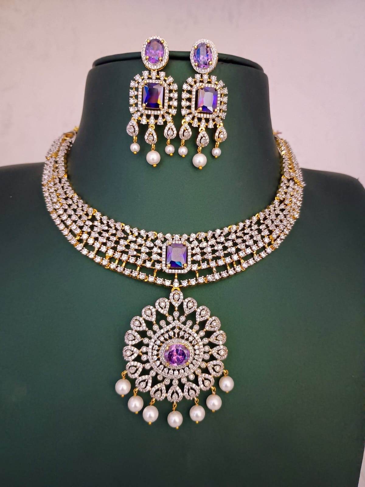 American Diamond Stones Necklace - Nakshatra Jewels