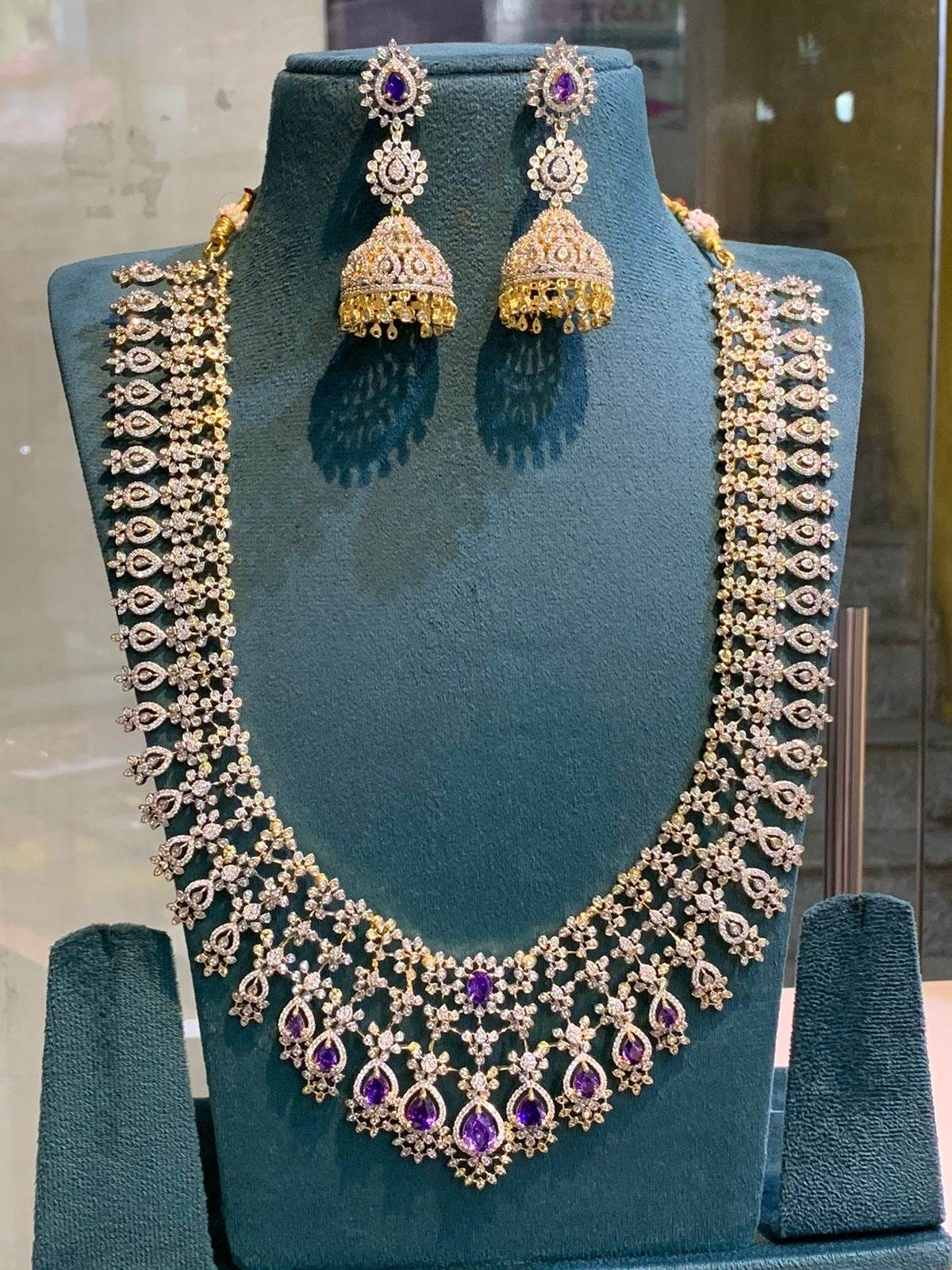 American Diamond Stones Bridal Haram - Nakshatra Jewels