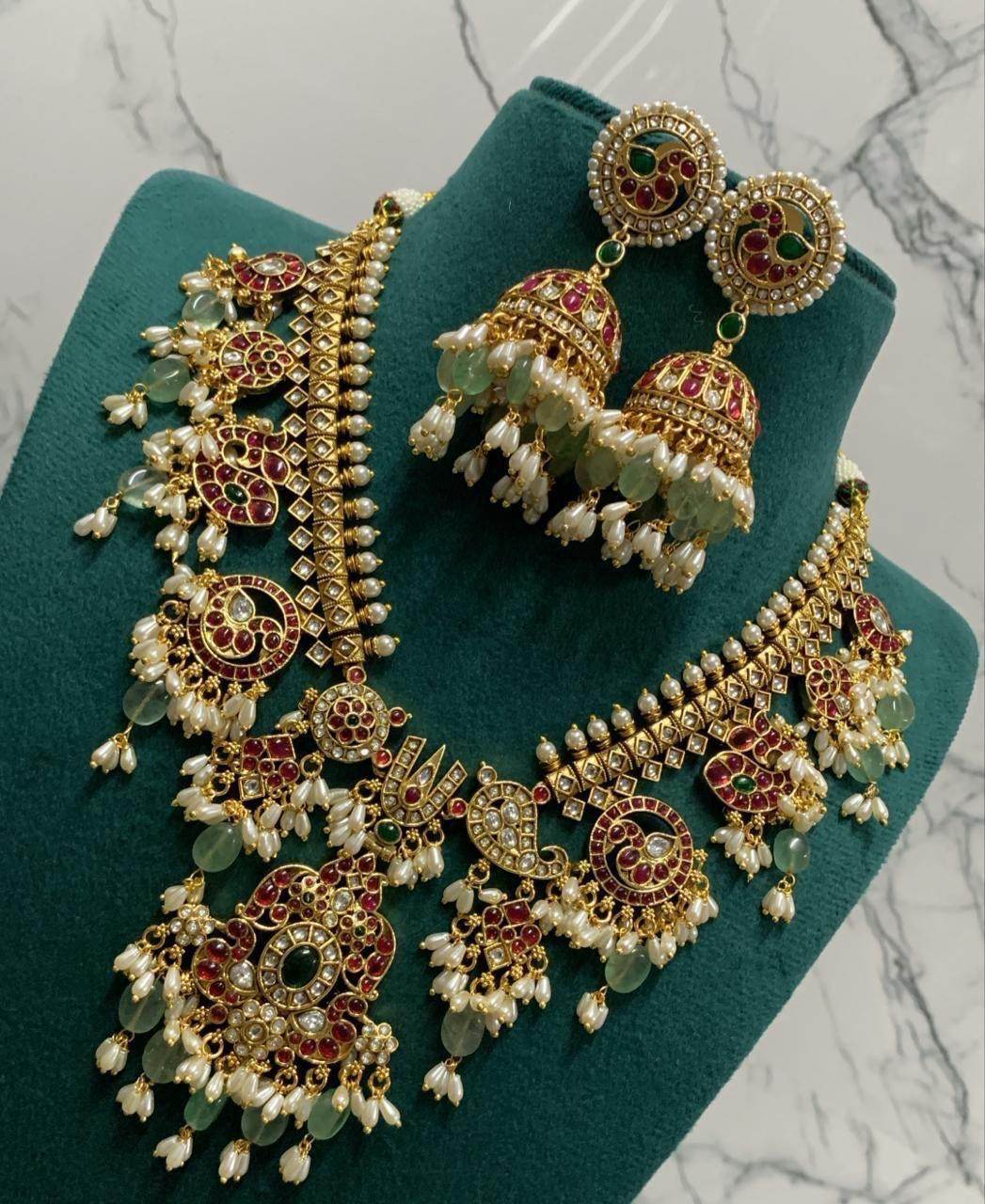Kundan Stones With Guttapusal Bridal Necklace - Nakshatra Jewels