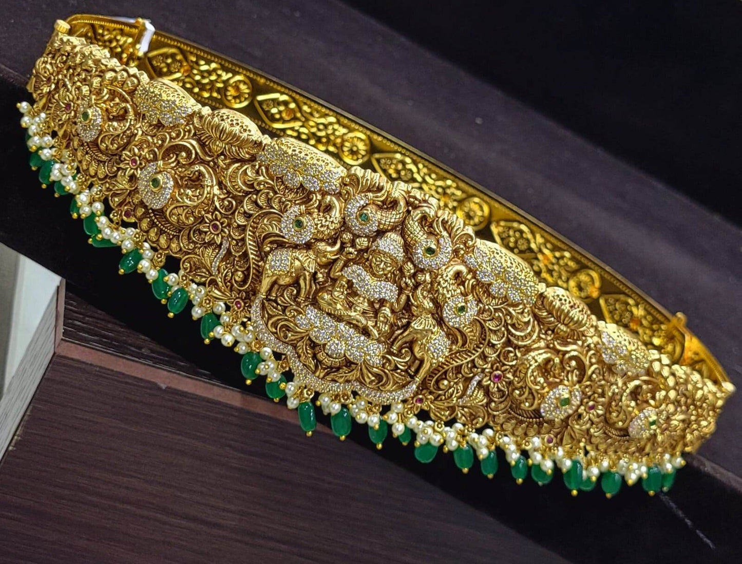 Nakshi Work with AD Stones Bridal Hip Belt (Gold Replica) - Nakshatra Jewels