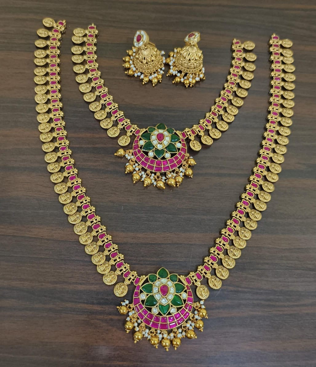 Premium Matt with Kundan Stones Bridal Kaasu Combo Set