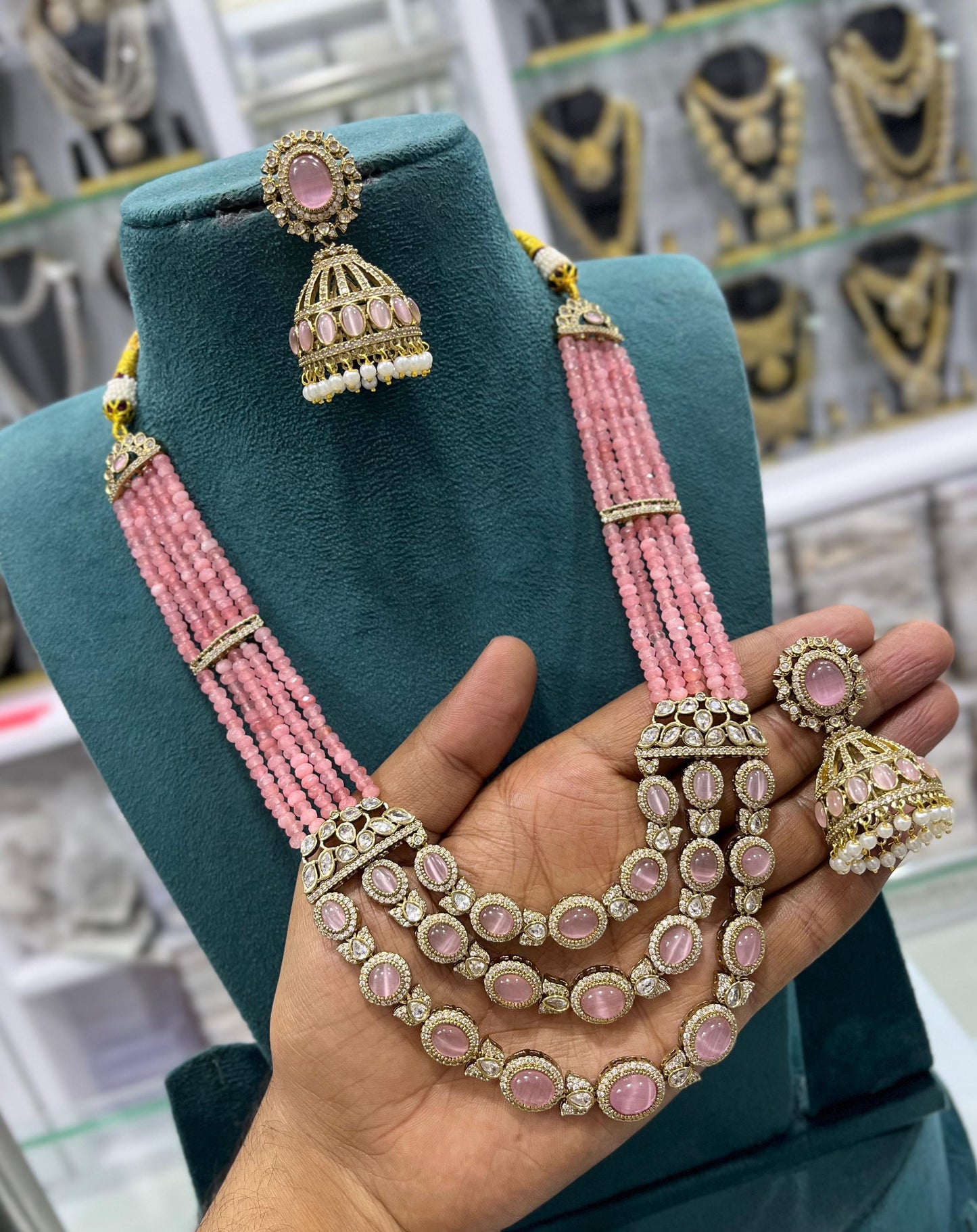 Victorian Polish AD Stones Layer Pendent with Beads Haram