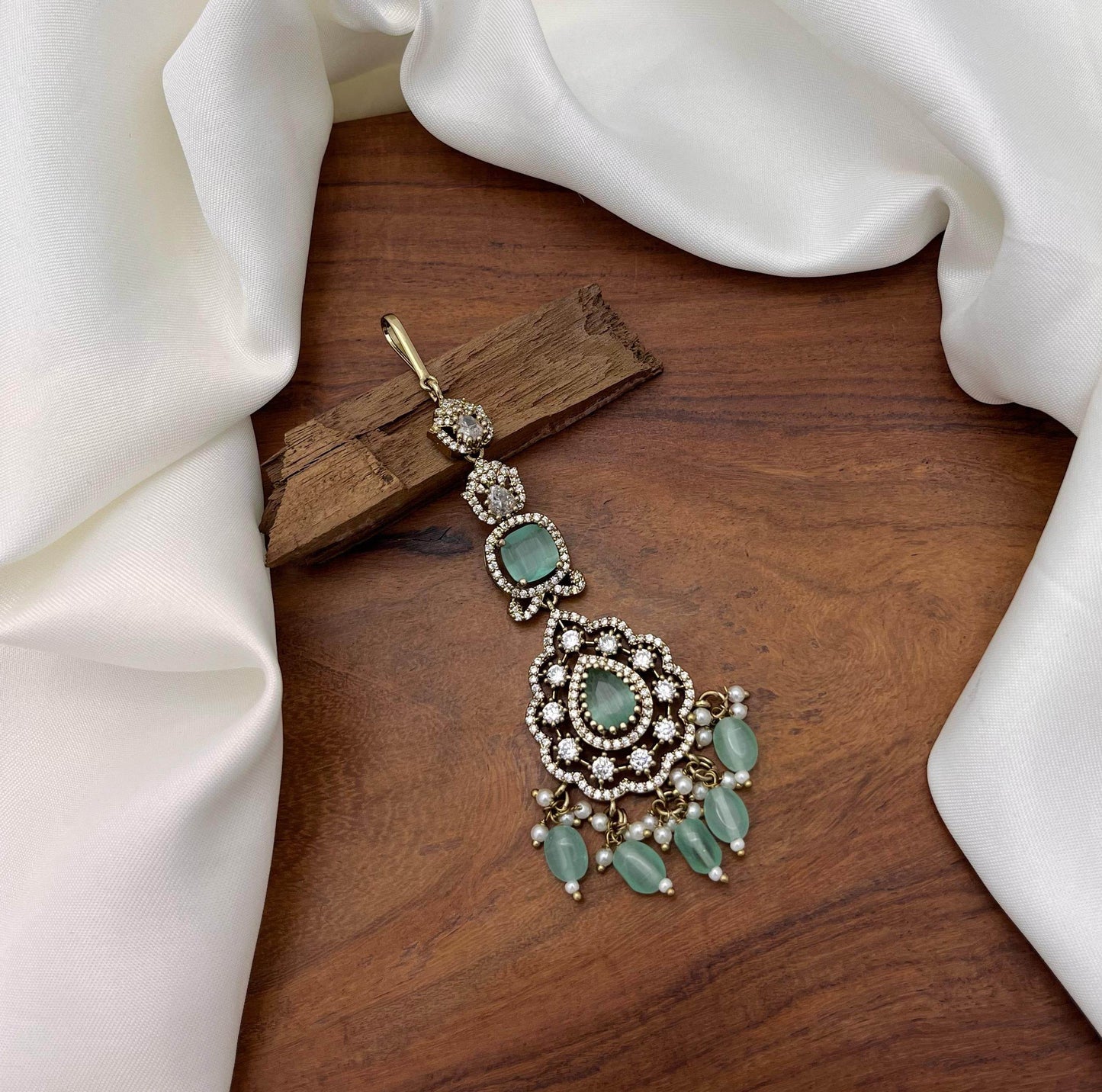 Victorian Polish AD Stones Tikka - Nakshatra Jewels