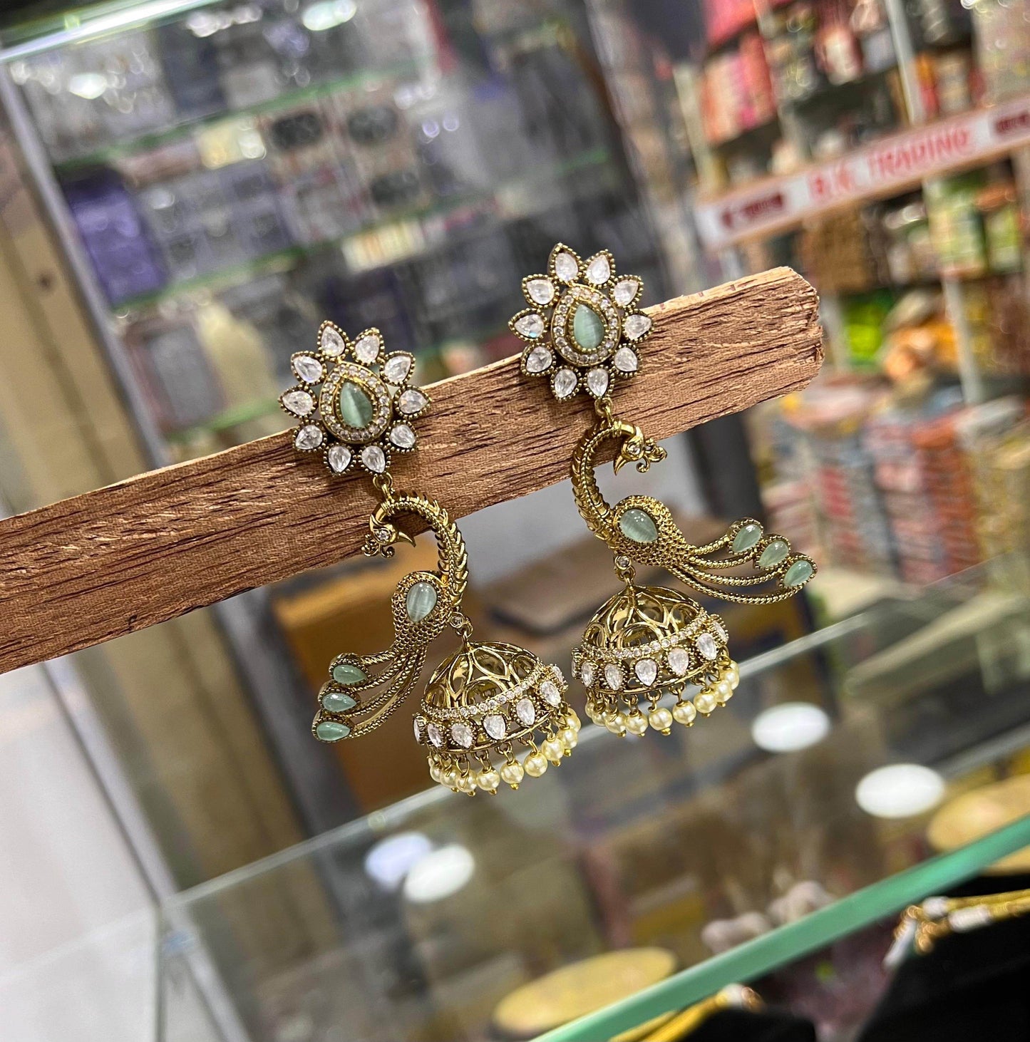 Victorian polish with Mossianite Stones Earrings - Nakshatra Jewels