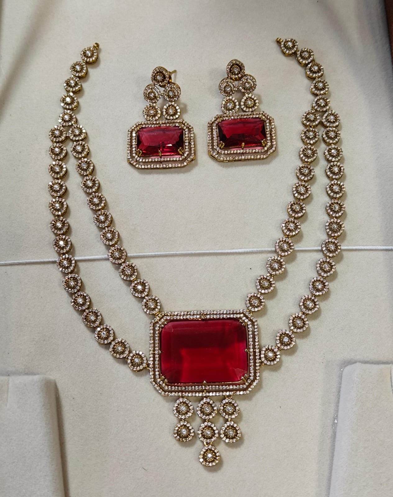 Victorian Polish with AD Stones Bridal Necklace - Nakshatra Jewels