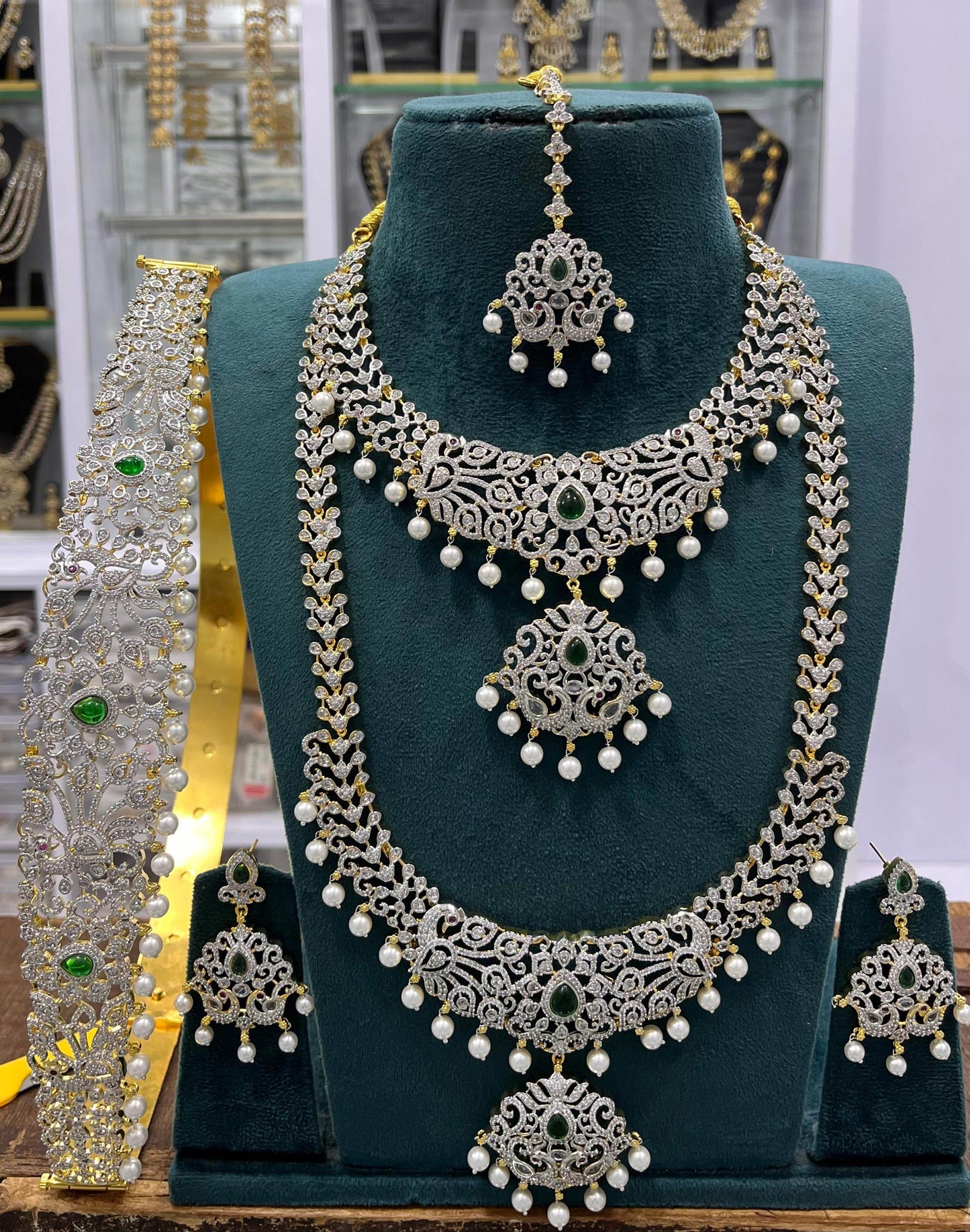 American Diamond Stones Bridal Combo Set - Nakshatra Jewels