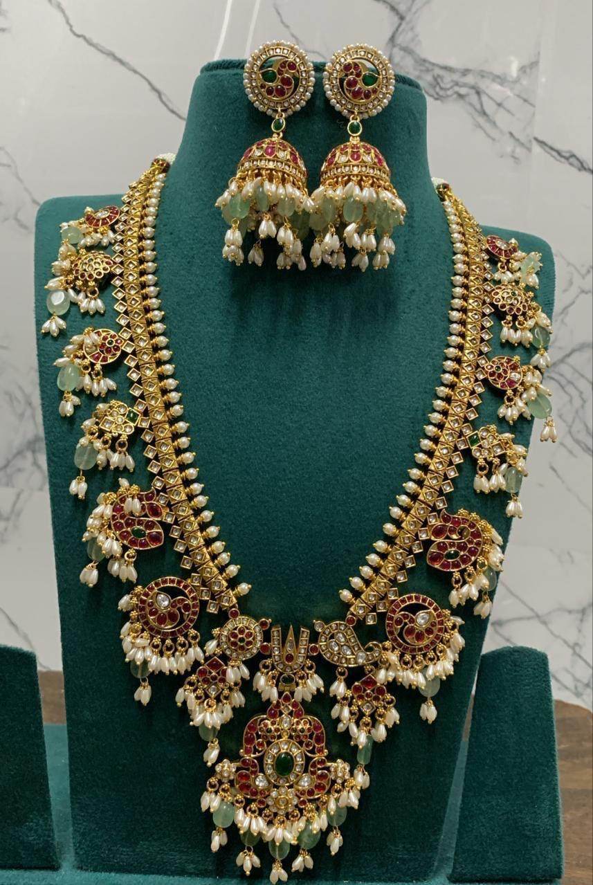 Kundan Stones With Guttapusal Bridal Haram - Nakshatra Jewels
