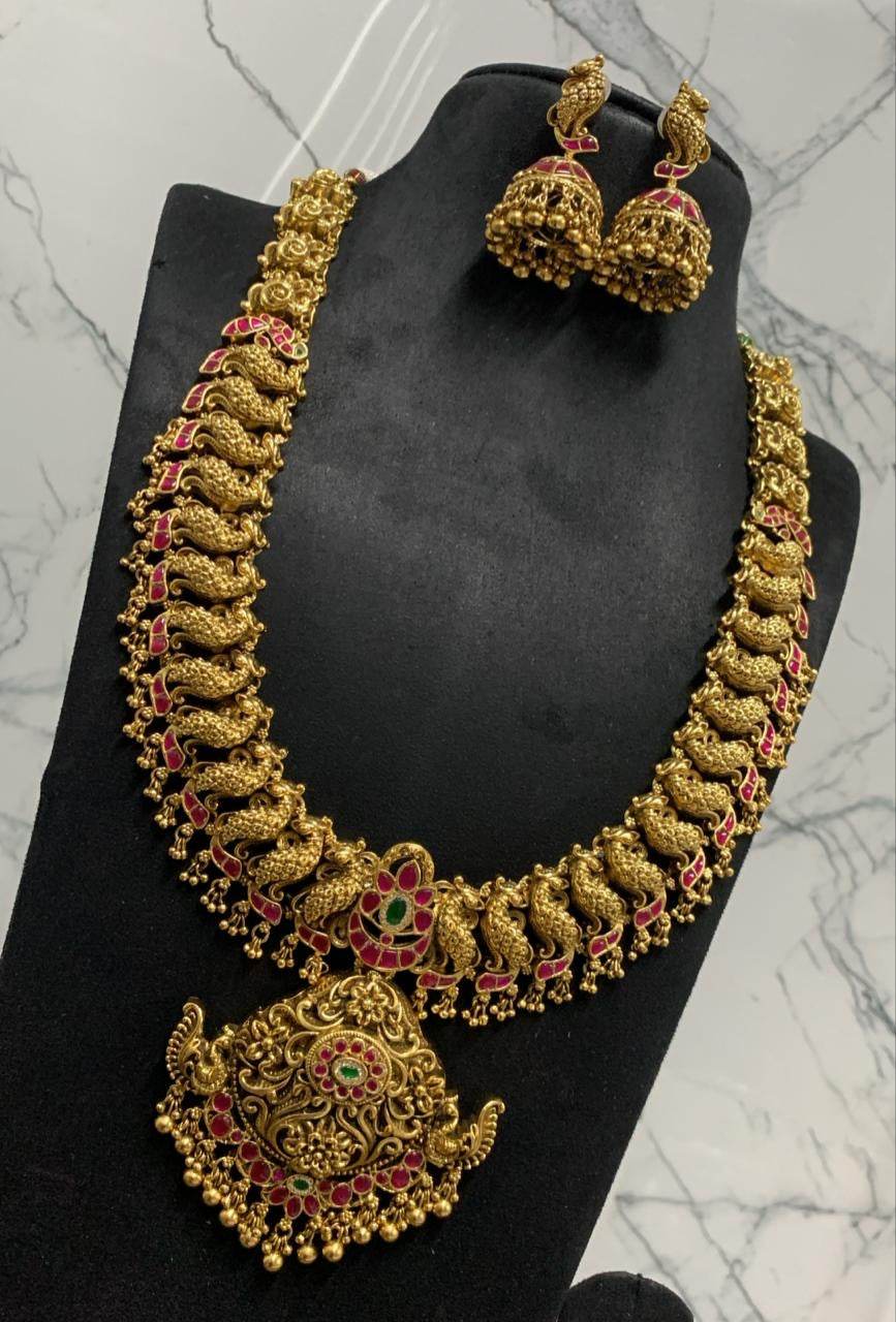 Nagasi work with jadua Kundan Stones Haram - Nakshatra Jewels