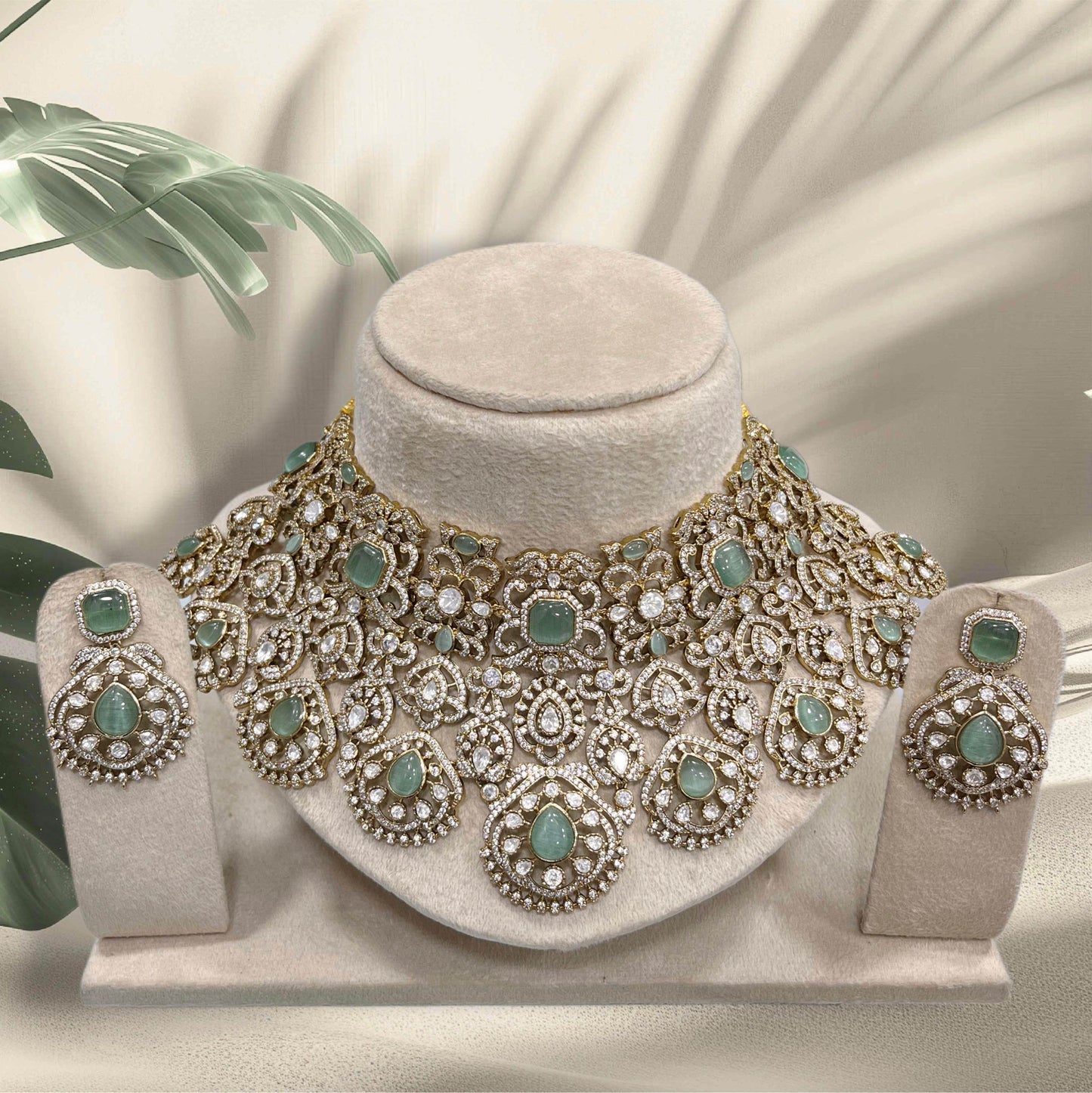 Victorian Polish with AD Stones Bridal Choker - Nakshatra Jewels