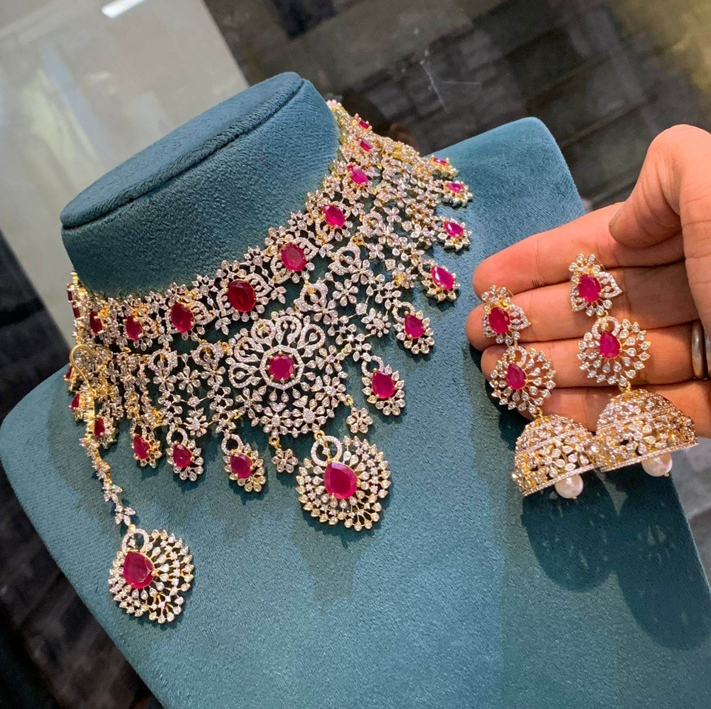 American Diamond Stones Bridal Choker - Nakshatra Jewels