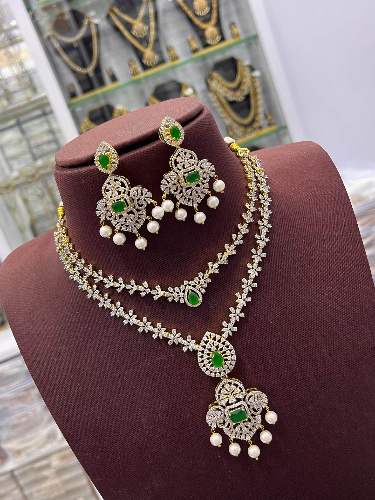 AD Stones Double Layer Necklace - Nakshatra Jewels