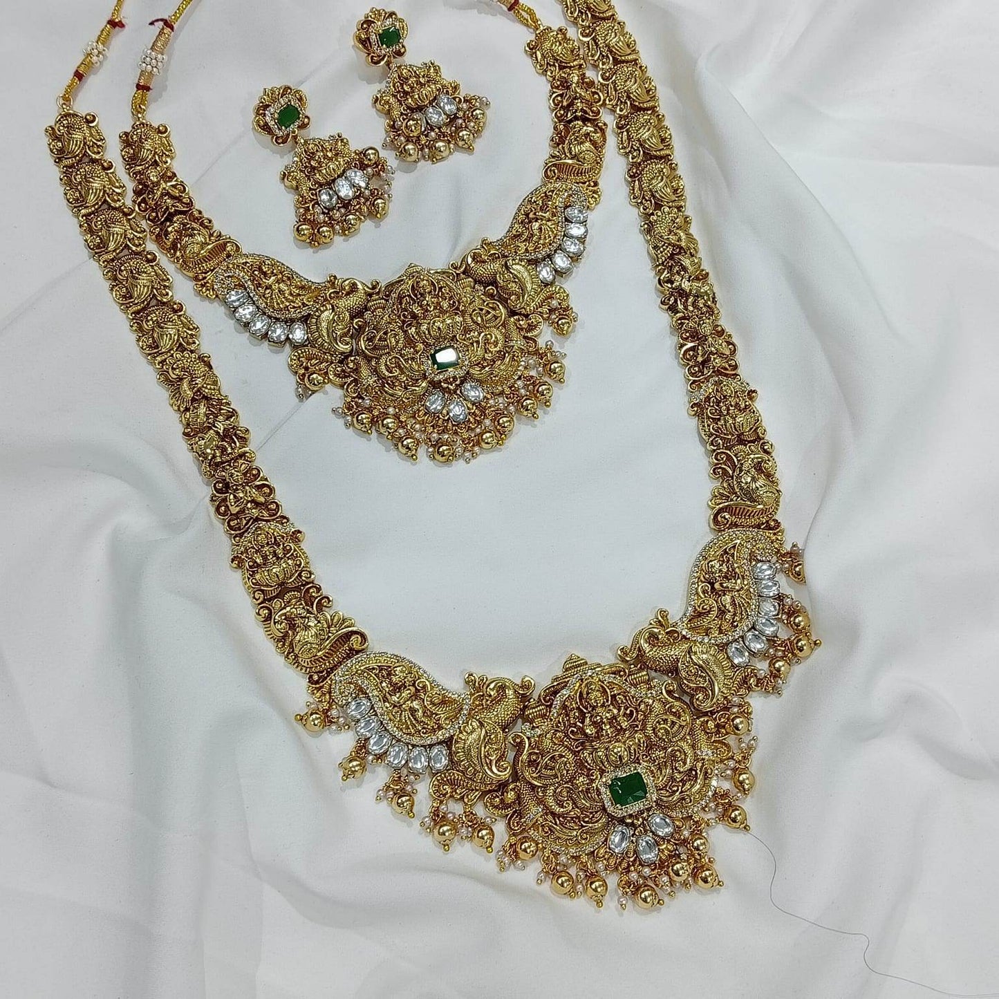 Nakshi Work with Ad Stones Bridal Combo Set - Nakshatra Jewels