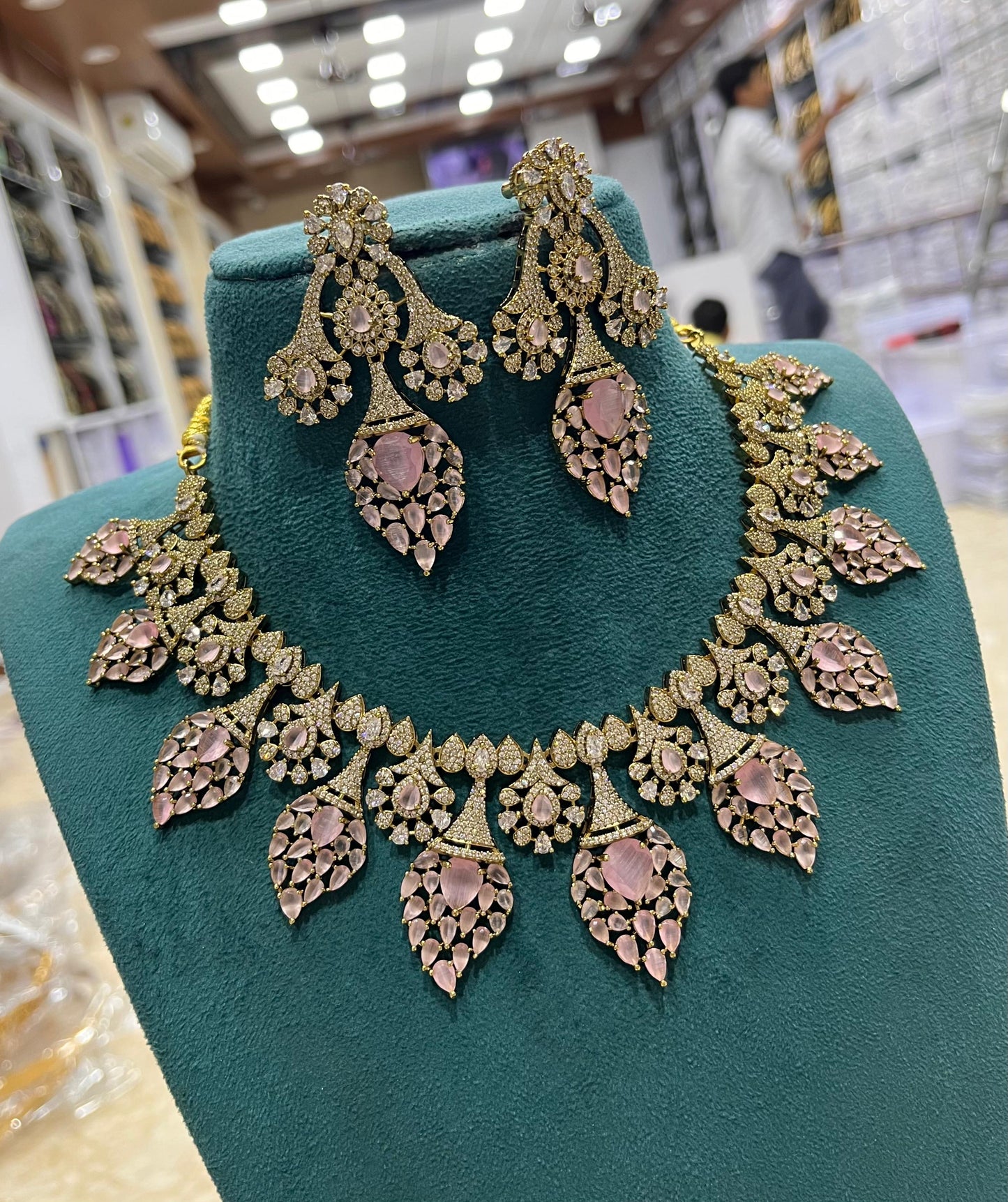 Victorian Polish with AD Stone Bridal Necklace