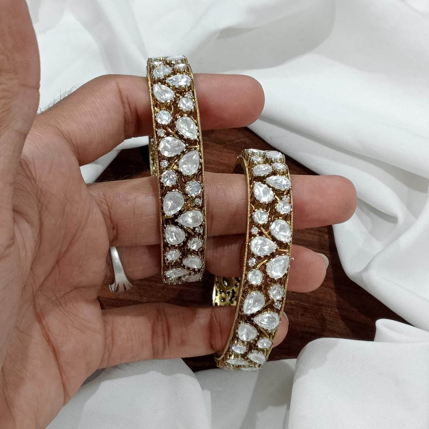 Moissanite Stones Bangles - Nakshatra Jewels