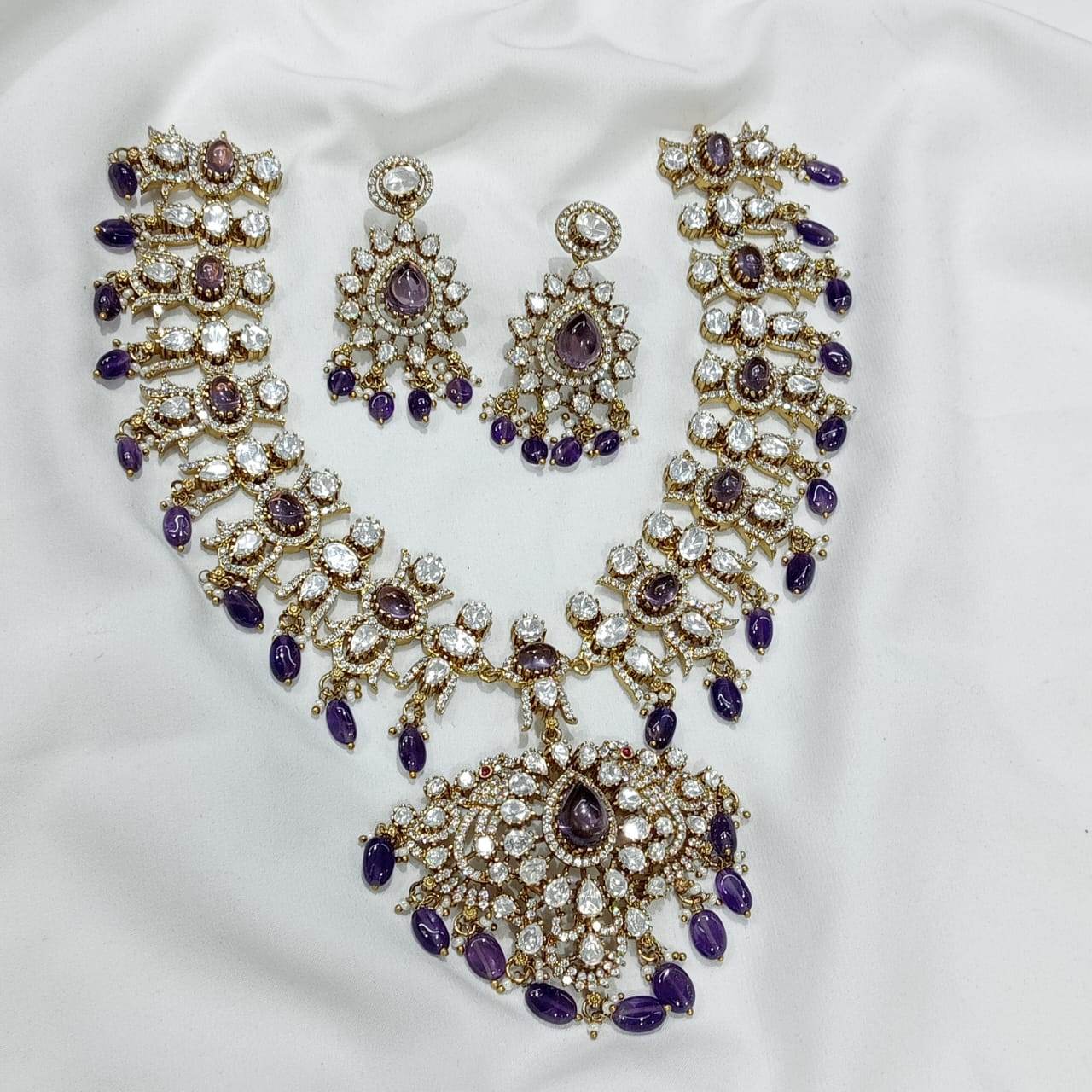 Moissanite Stones Bridal Necklace - Nakshatra Jewels