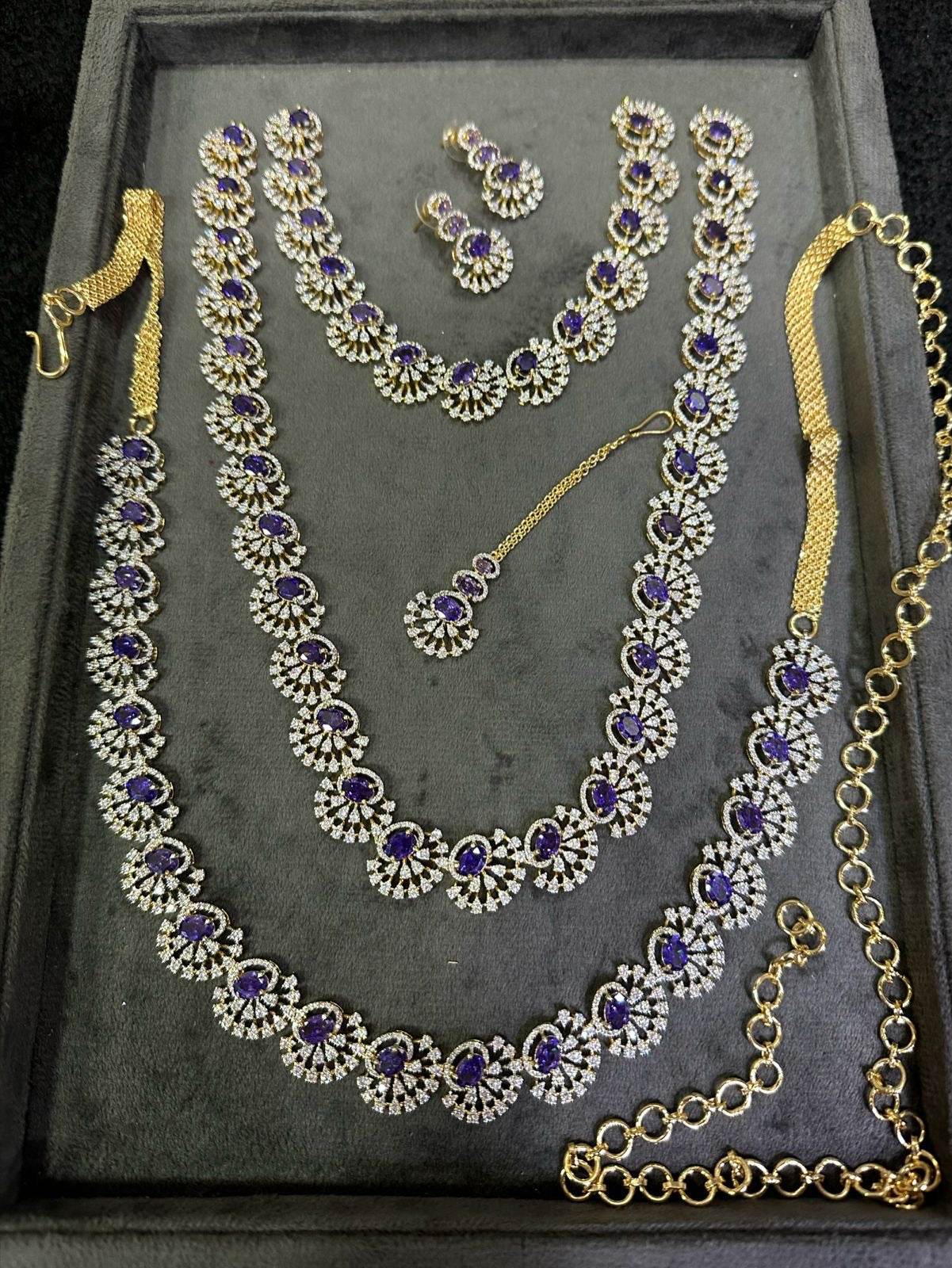American Diamond Stones Bridal Combo Set - Nakshatra Jewels