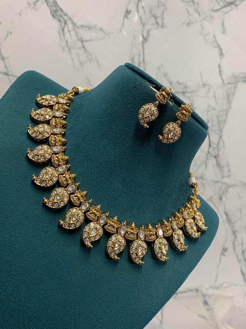 Nagasi Work with Kempu Stones Necklace - Nakshatra Jewels