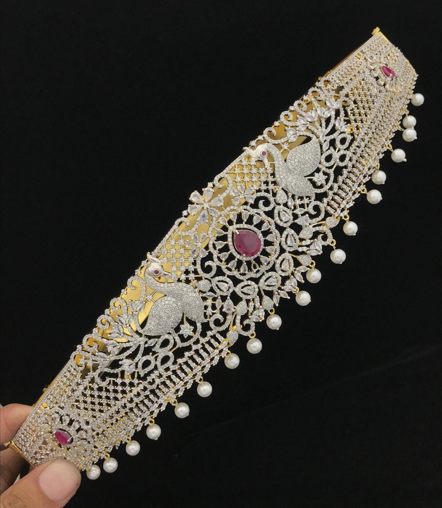 American Diamond Stones Bridal Hip Belt - Nakshatra Jewels