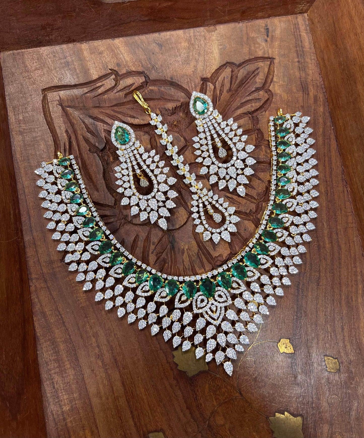 American Diamond Stones Bridal Necklace - Nakshatra Jewels