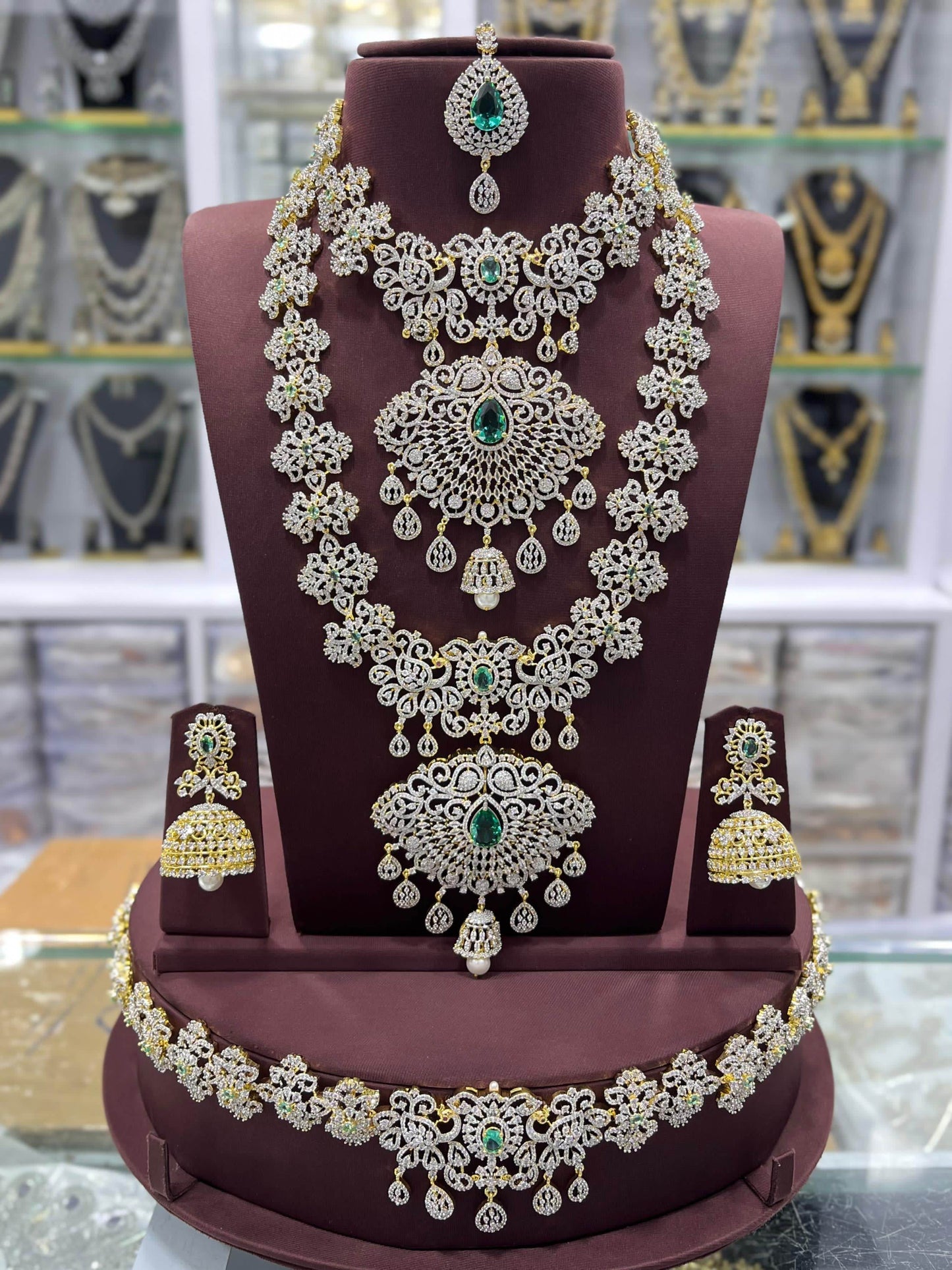American Diamond Stones Bridal Combo Set - Nakshatra Jewels