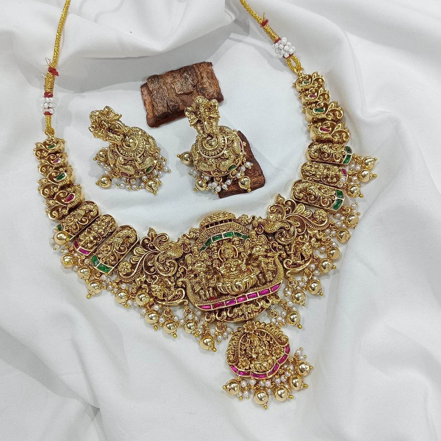 Nakshi Work with Kundan Stones Bridal Necklace - Nakshatra Jewels