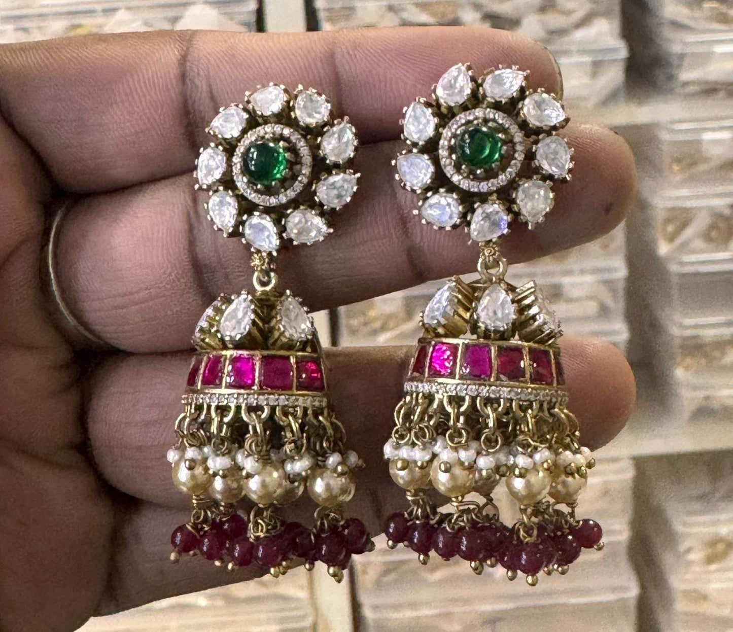 Premium Jaadu Kundan & Moissanite Stones Earrings - Nakshatra Jewels