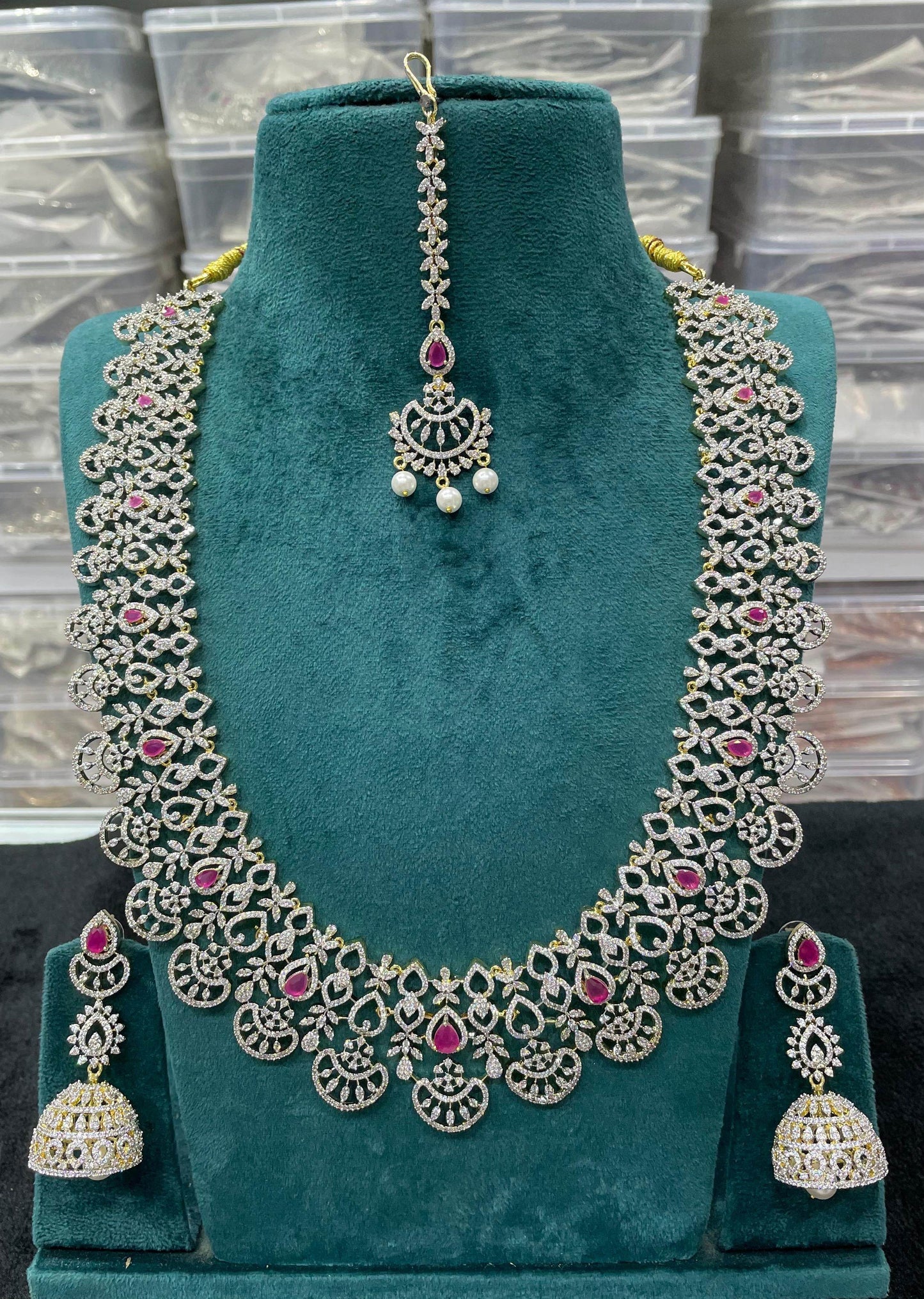 American Diamond Stone Bridal Haram - Nakshatra Jewels
